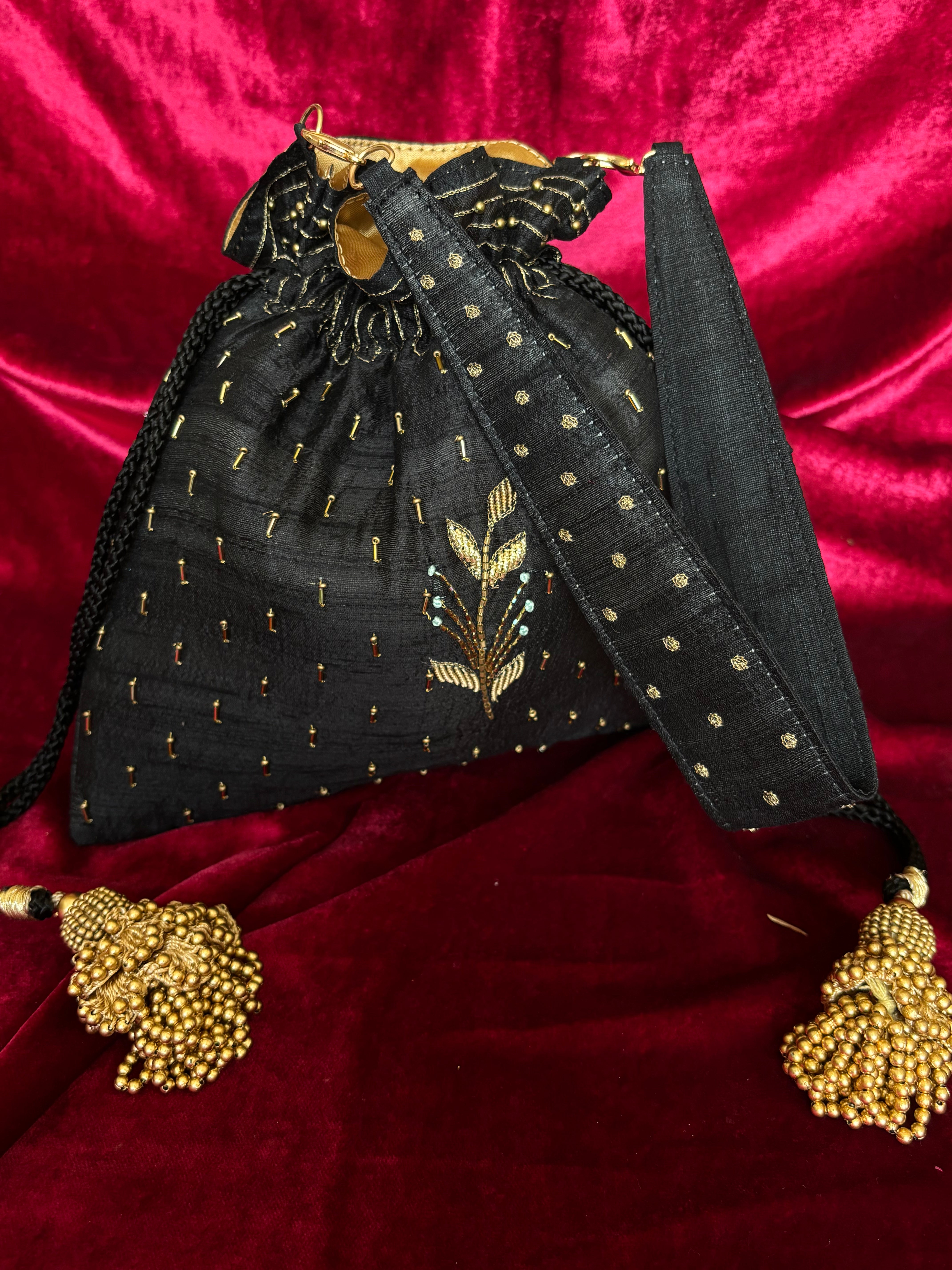 Black Zardozi & Mukaish Potli