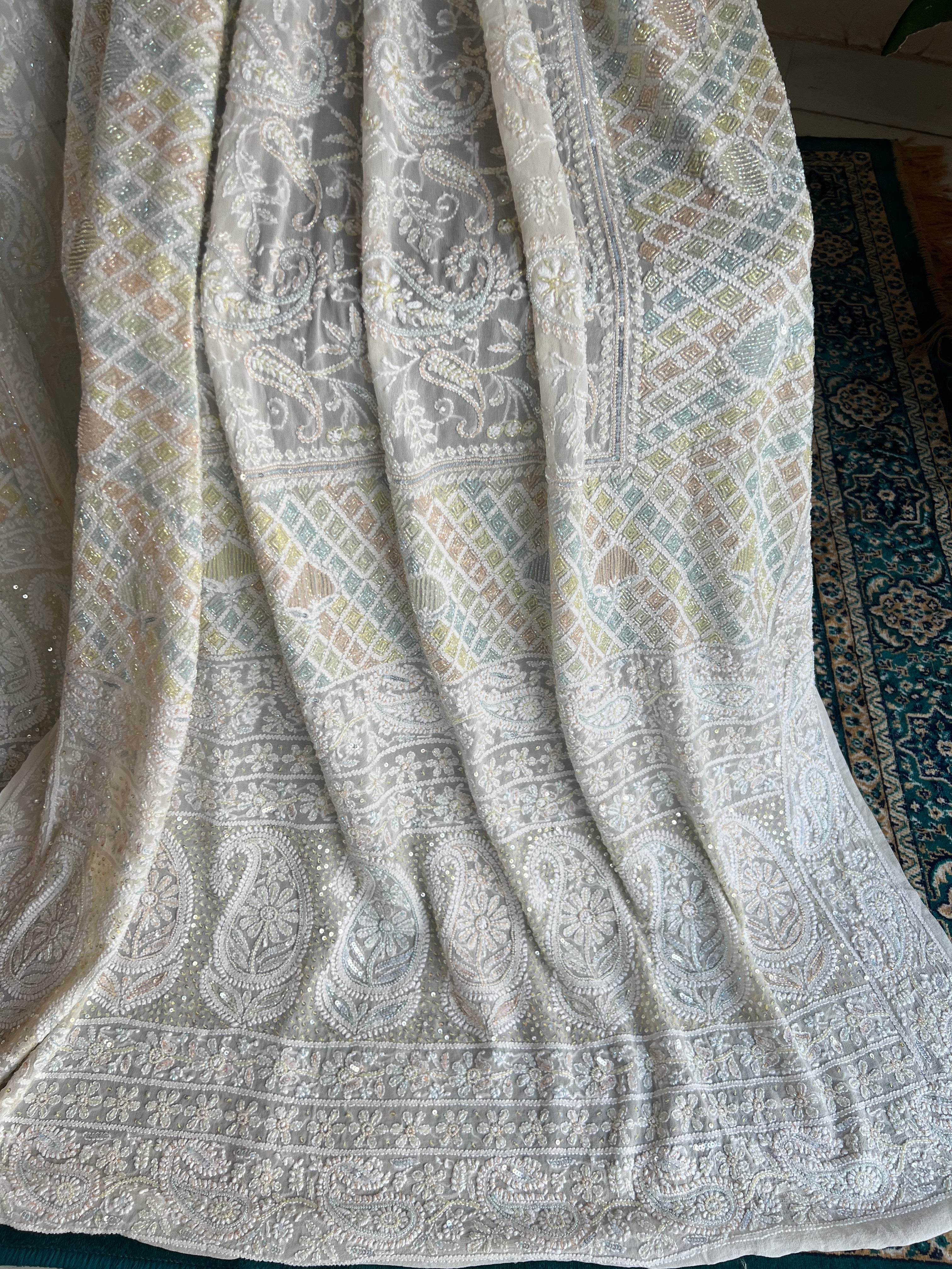 Dyeable Pure Georgette Chikankari Lehanga