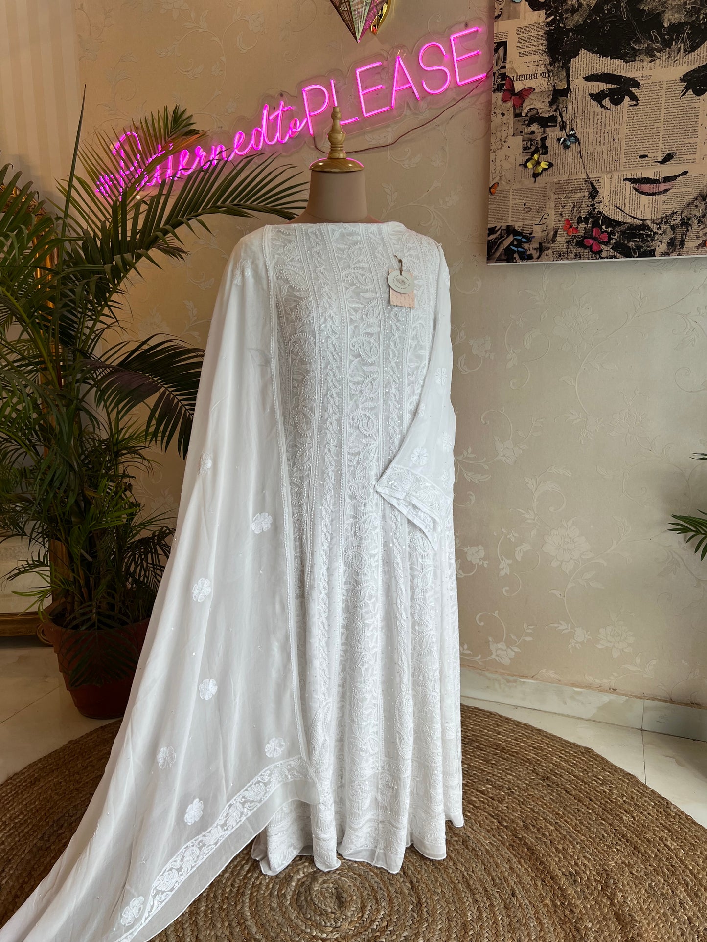 Georgette Chikankari Anarkali  Kurta & Dupatta