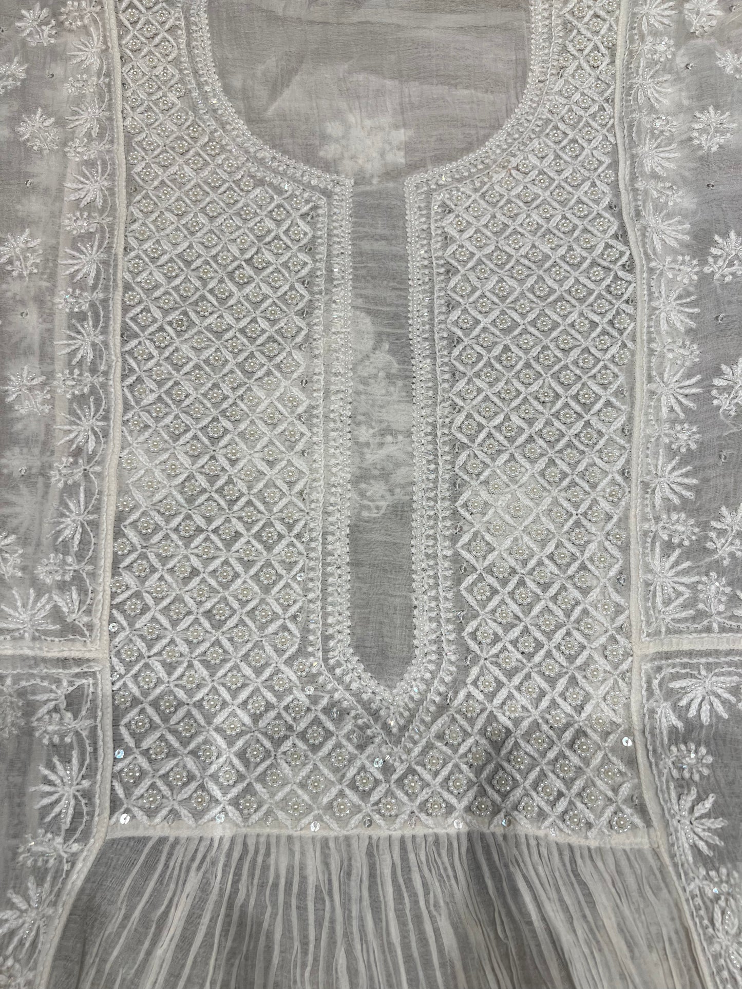 Dyeable Chanderi Mul Chikankari Tunic and Dupatta