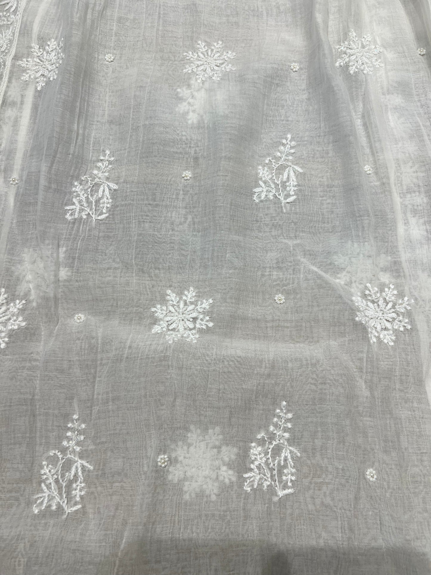 Dyeable Chanderi Mul Chikankari Tunic and Dupatta