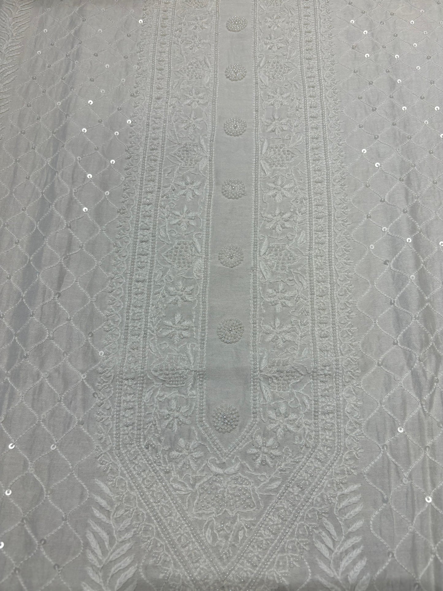 Dyeable Chanderi Silk Chikankari Men's Kurta