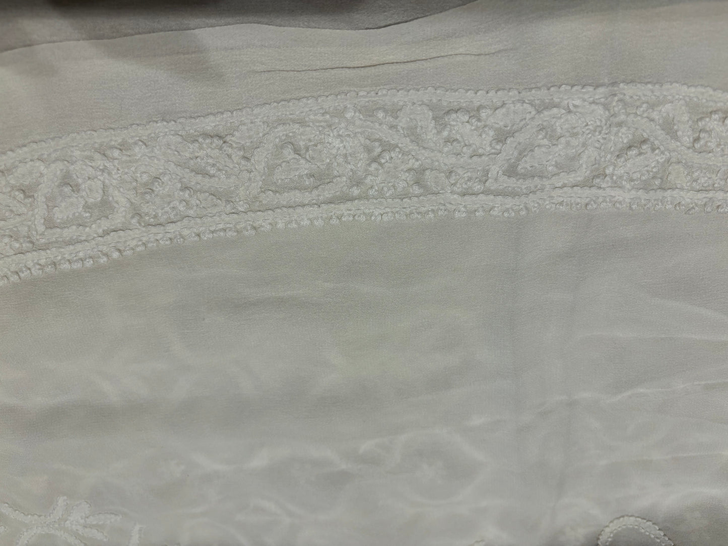 Dyeable Pure Georgette Chikankari Men's Kurta Fabric