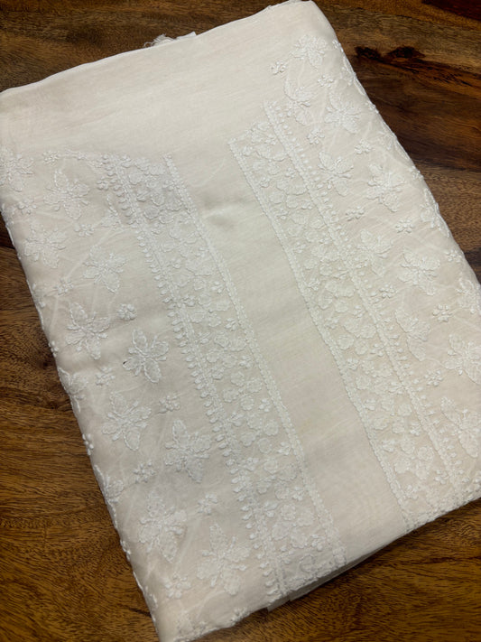 Dyeable Chanderi Silk Chikankari Men's Kurta