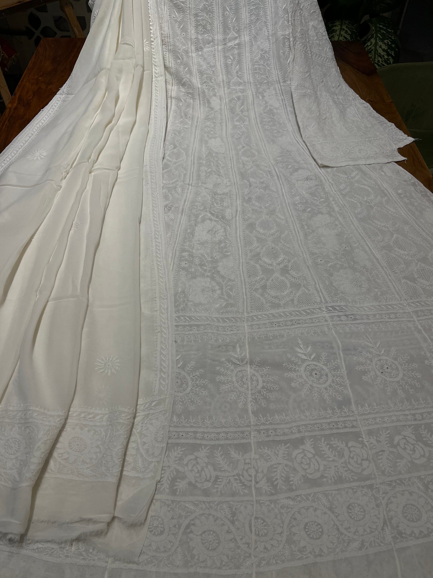 Dyeable Pure Georgette Chikankari Anarkali and Dupatta