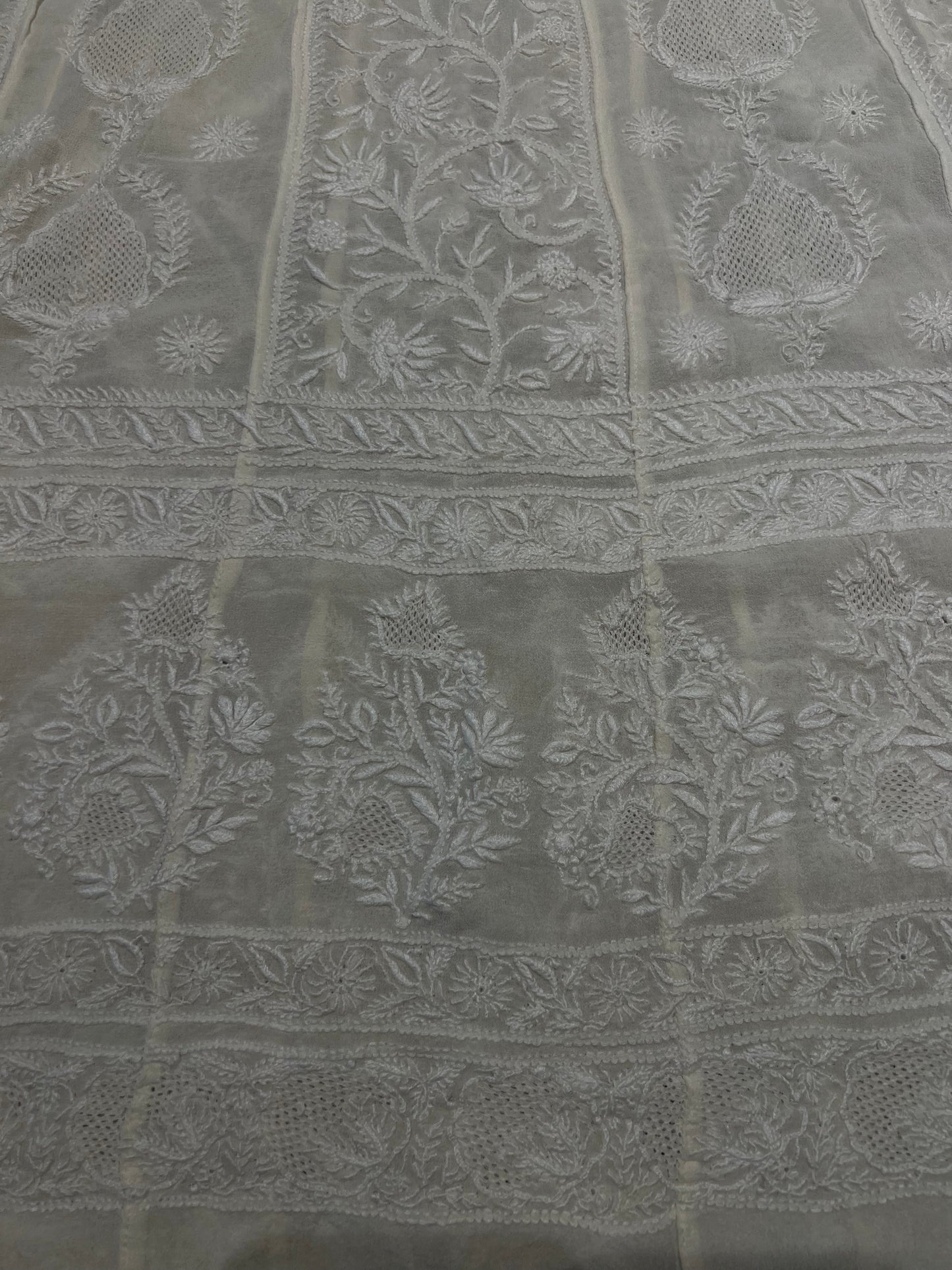 Dyeable Pure Georgette Chikankari Anarkali and Dupatta