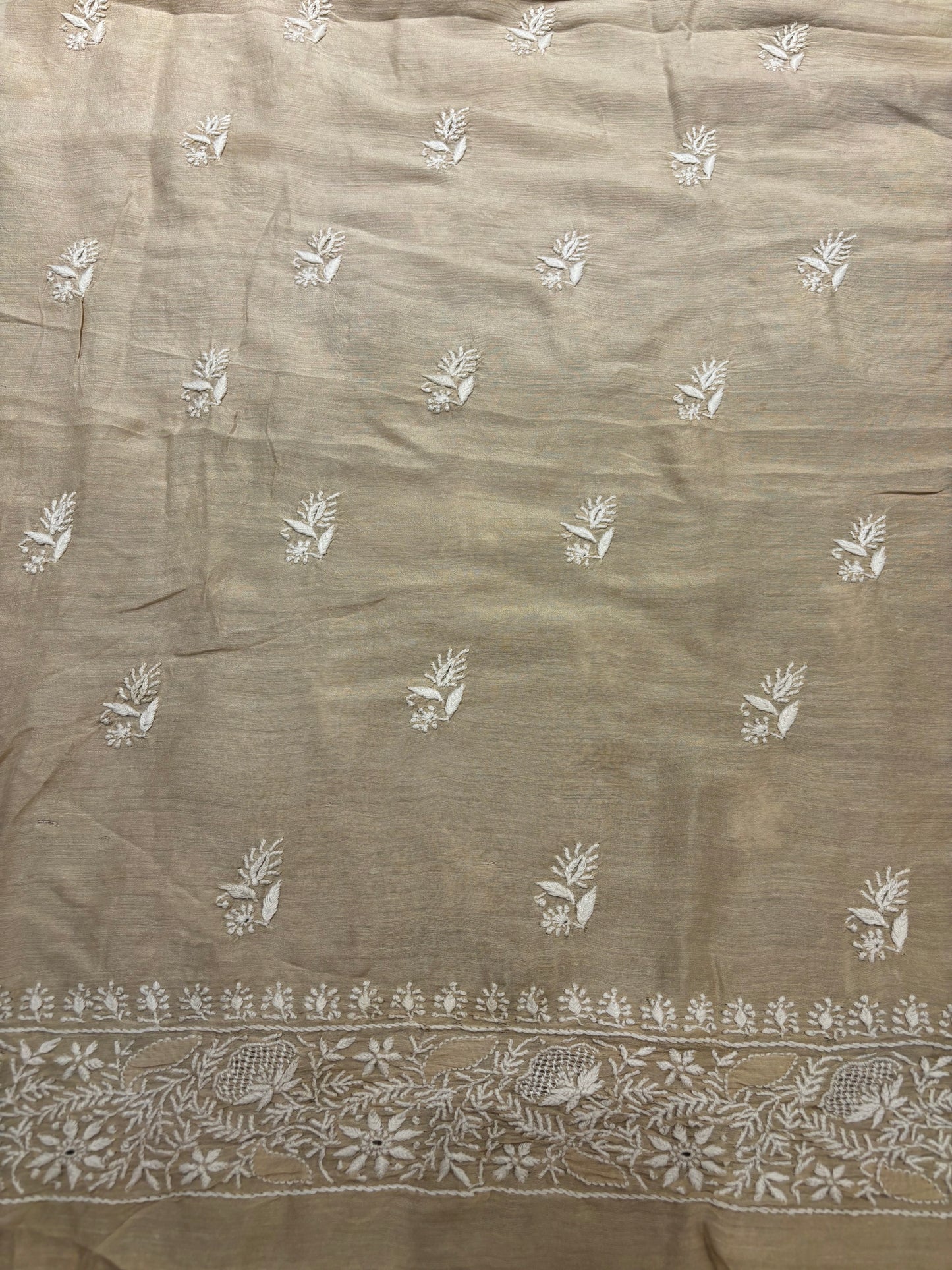 Dyeable Silk Chikankari Men's Kurta Fabric