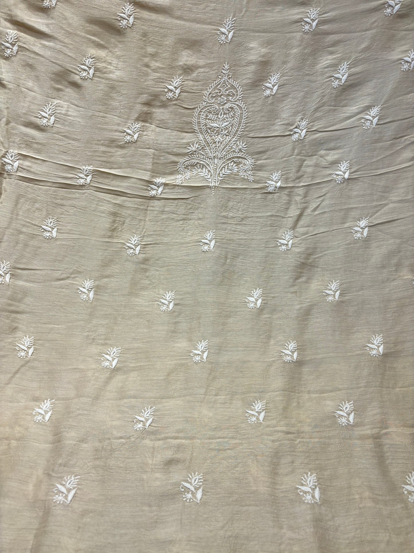 Dyeable Silk Chikankari Men's Kurta Fabric