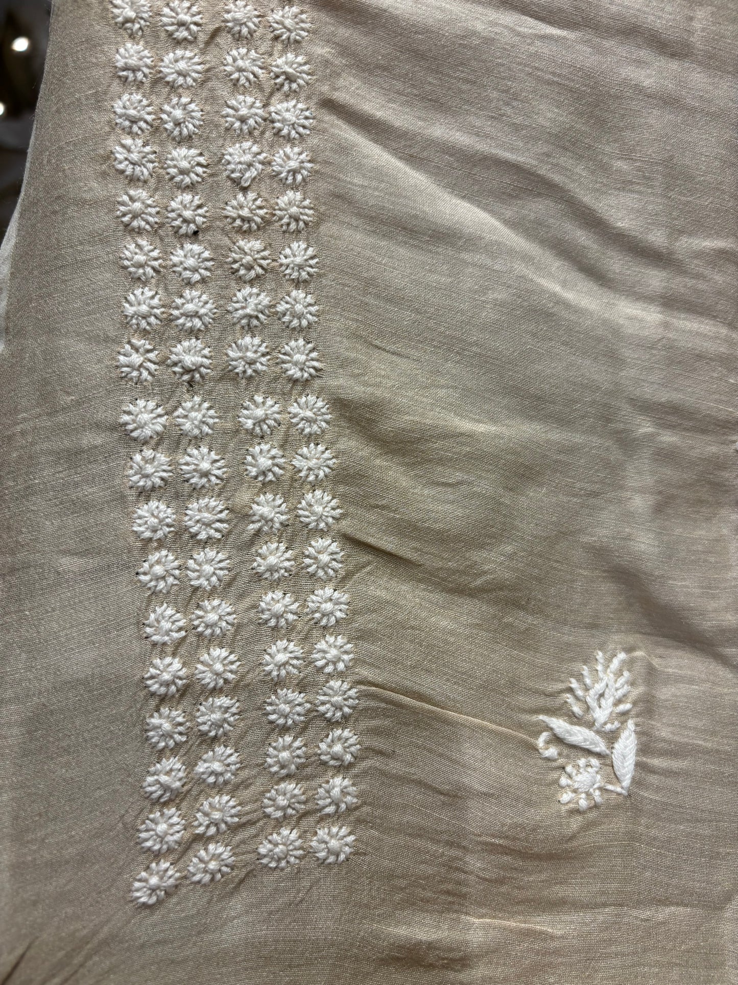 Dyeable Silk Chikankari Men's Kurta Fabric