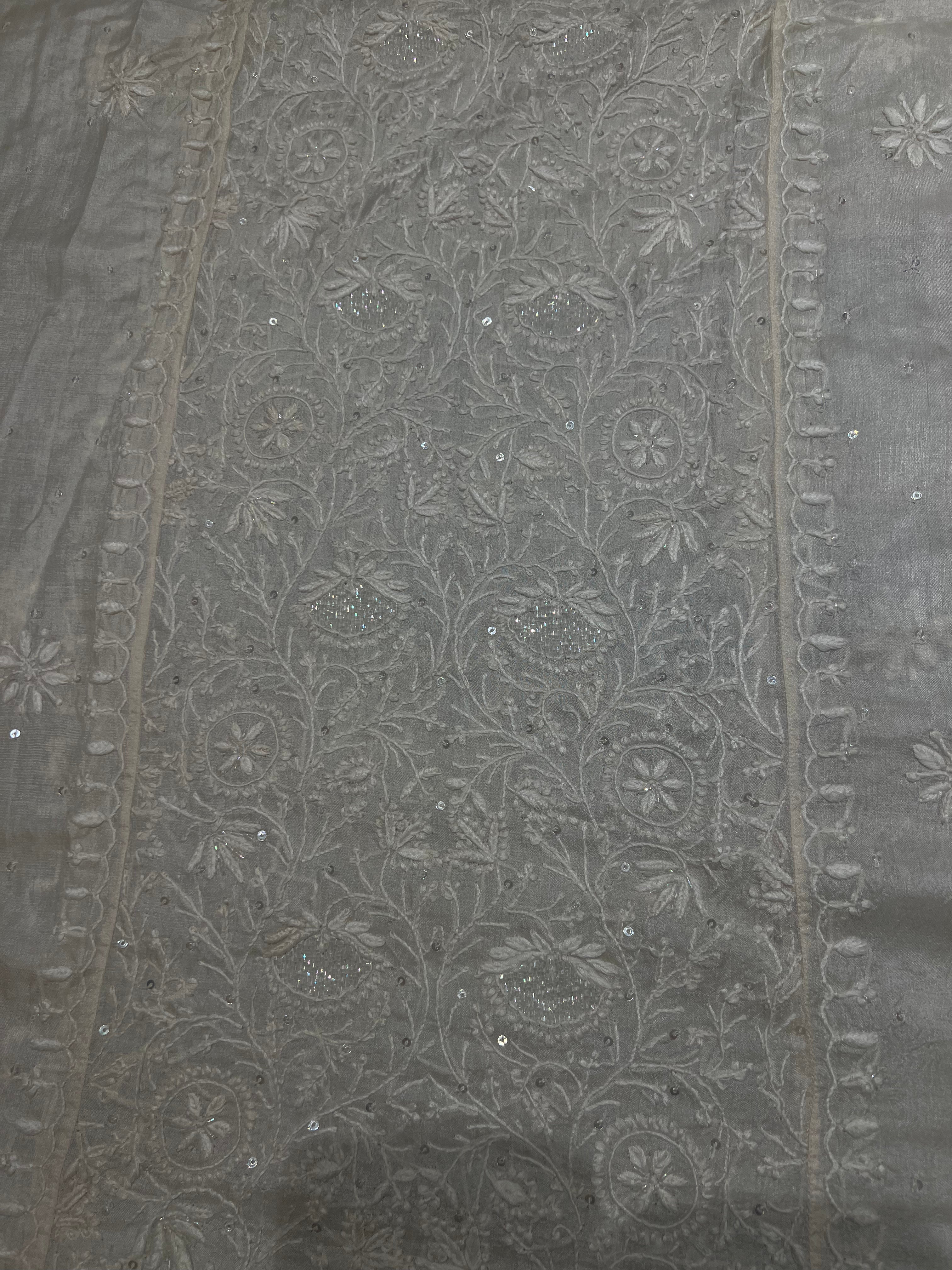 Dyeable Natural Silk Chikankari Kurta and Dupatta