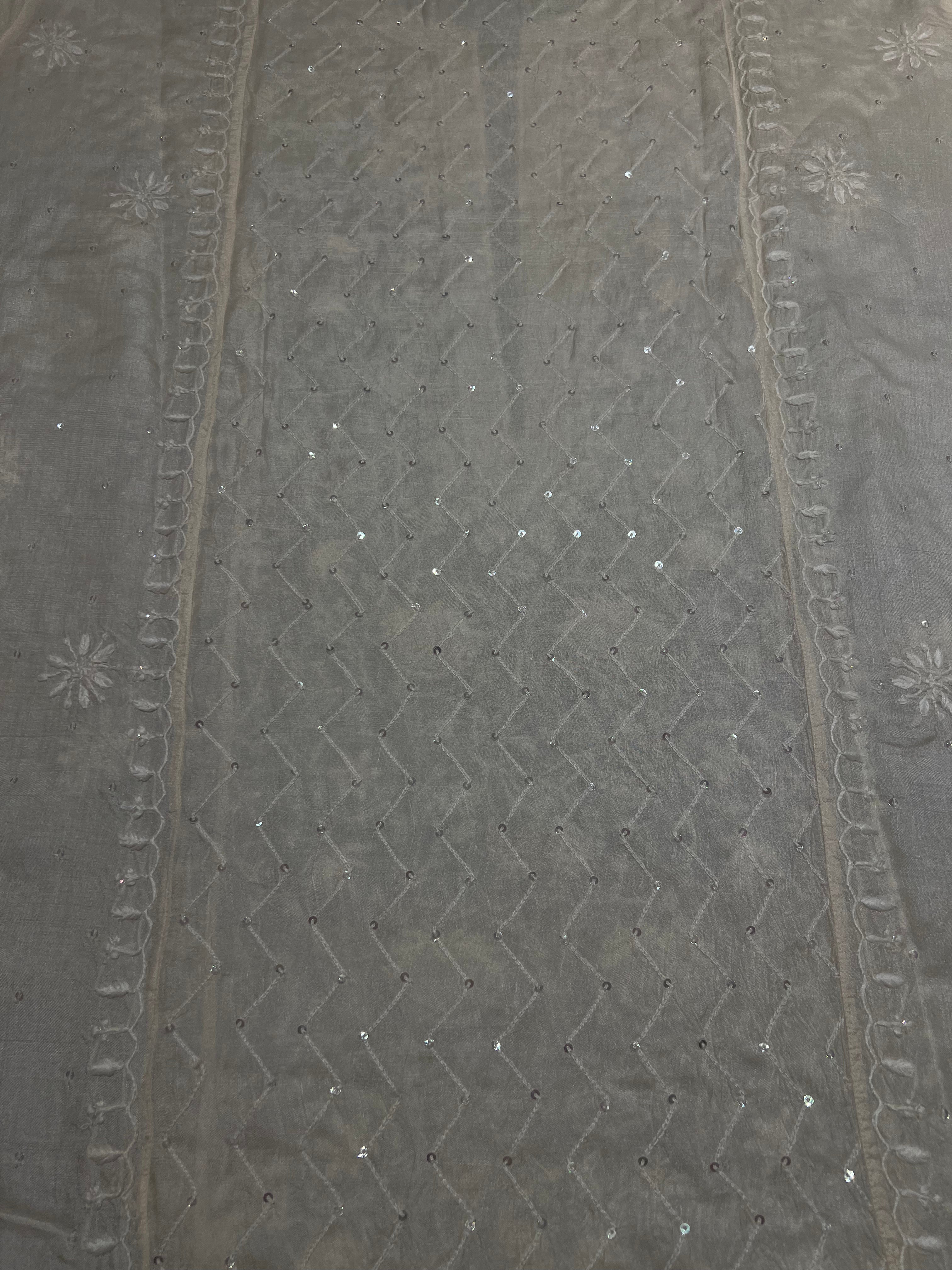 Dyeable Natural Silk Chikankari Kurta and Dupatta