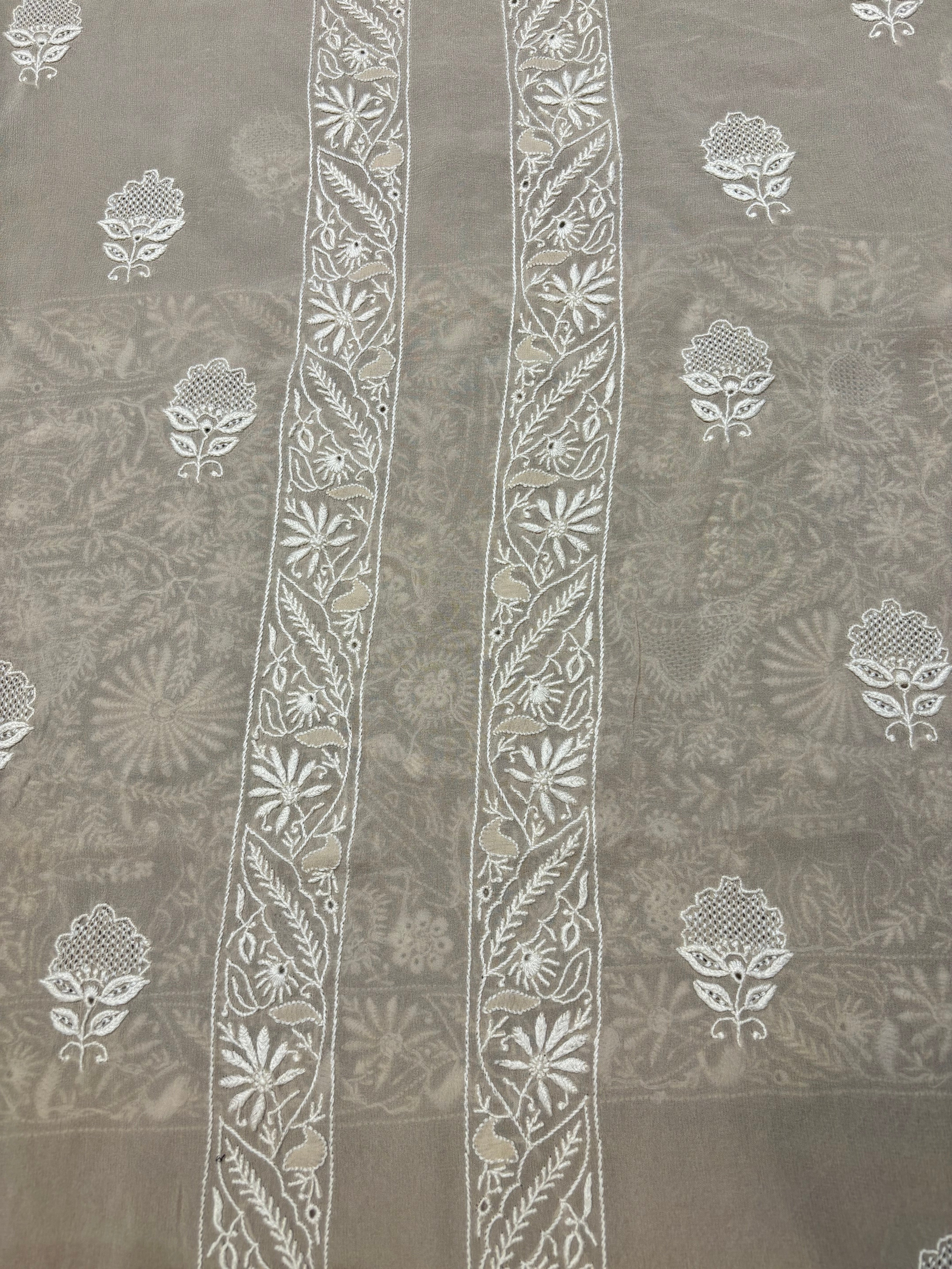 Greige Pure Georgette Chikankari Sherwani
