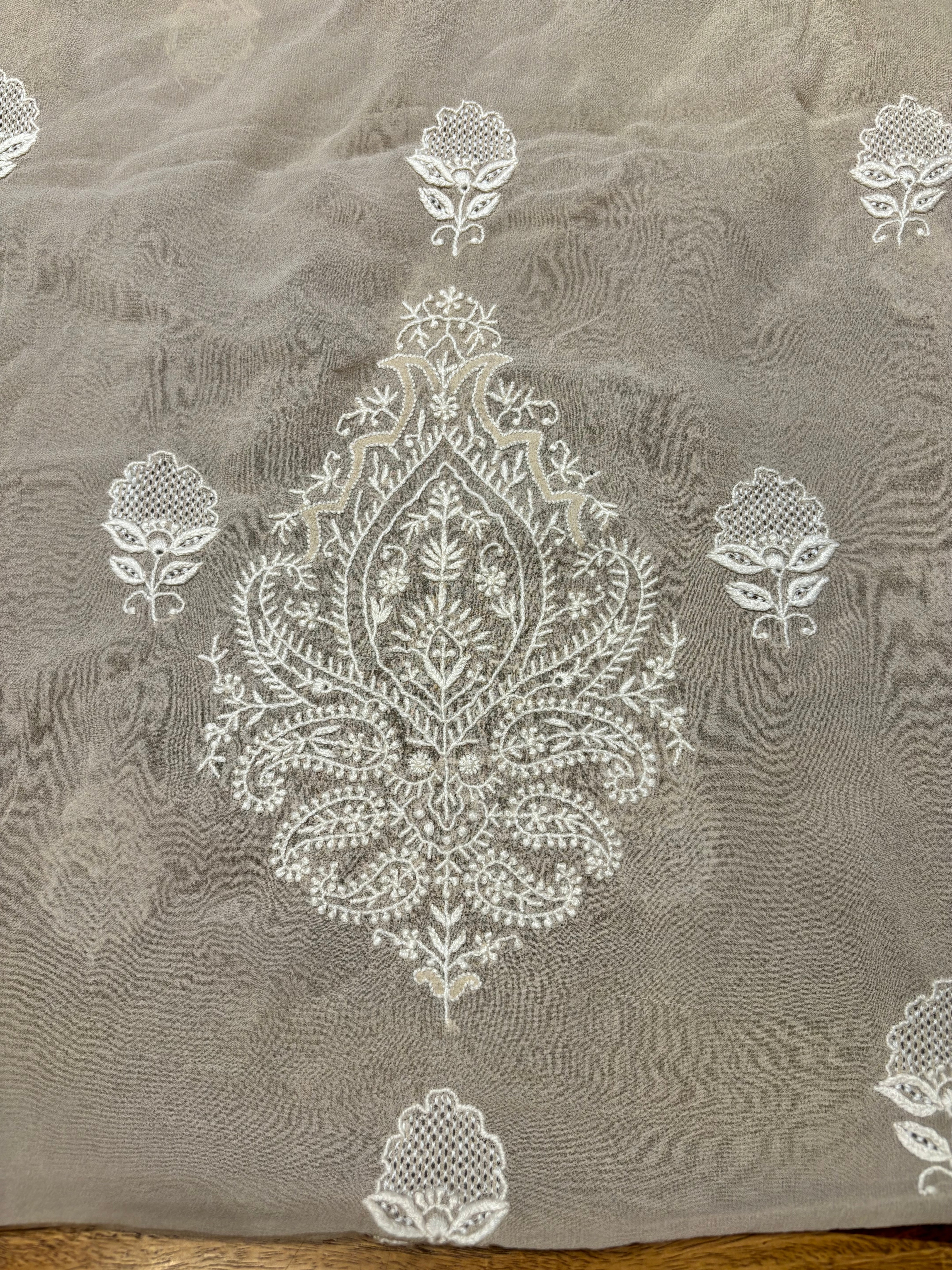 Greige Pure Georgette Chikankari Sherwani