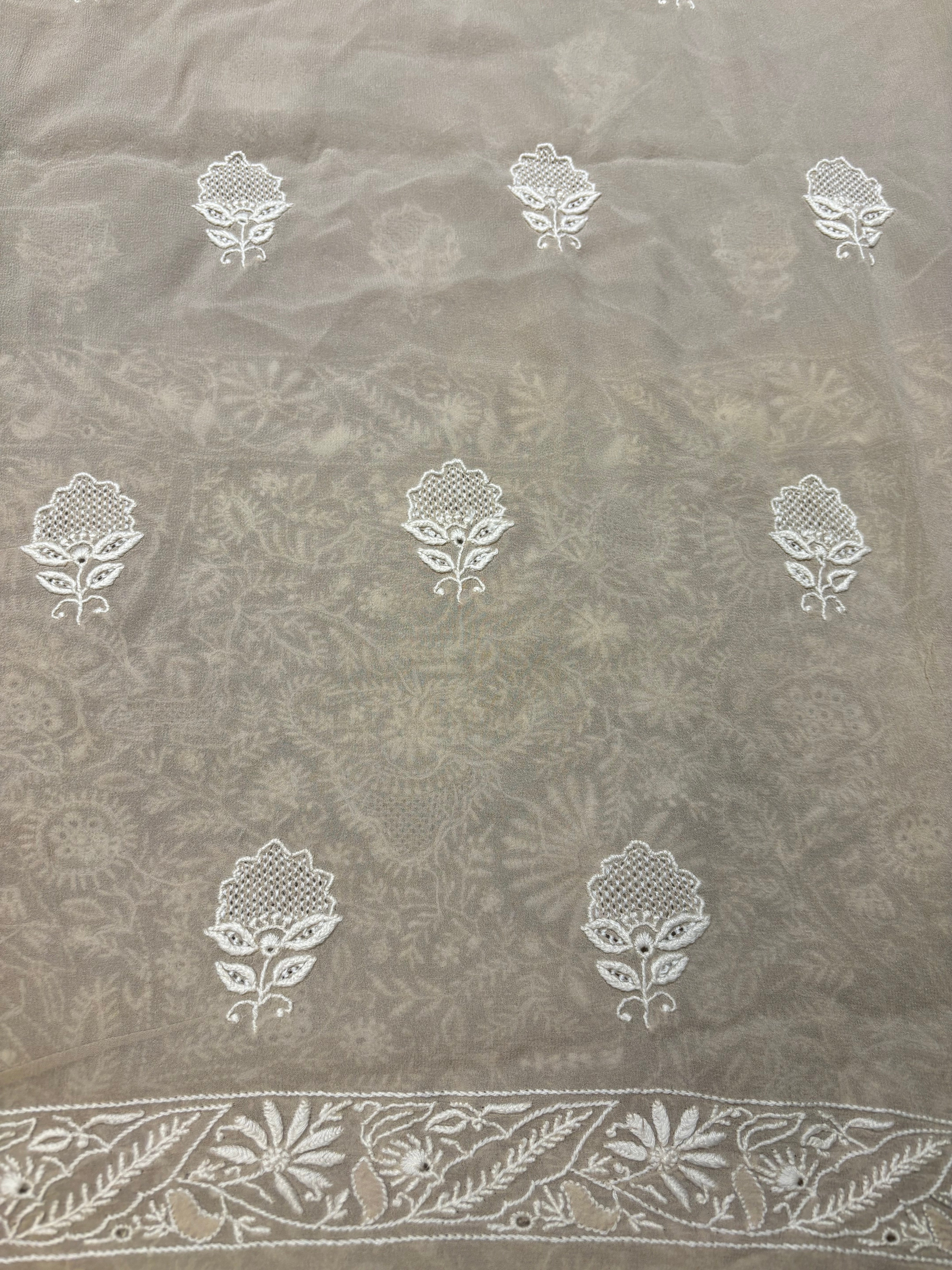 Greige Pure Georgette Chikankari Sherwani