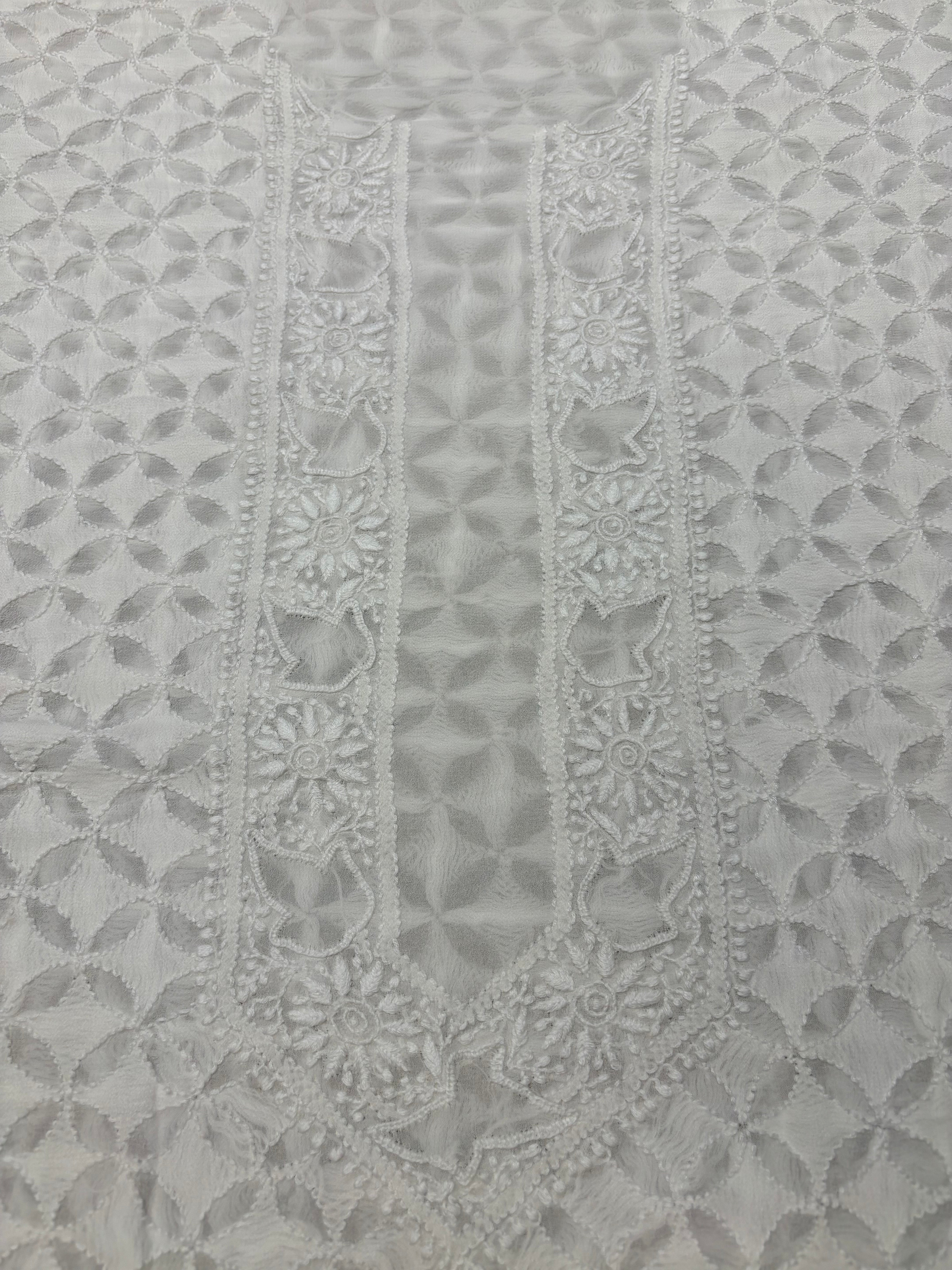 Dyeable Pure Georgette Chikankari Men's Kurta