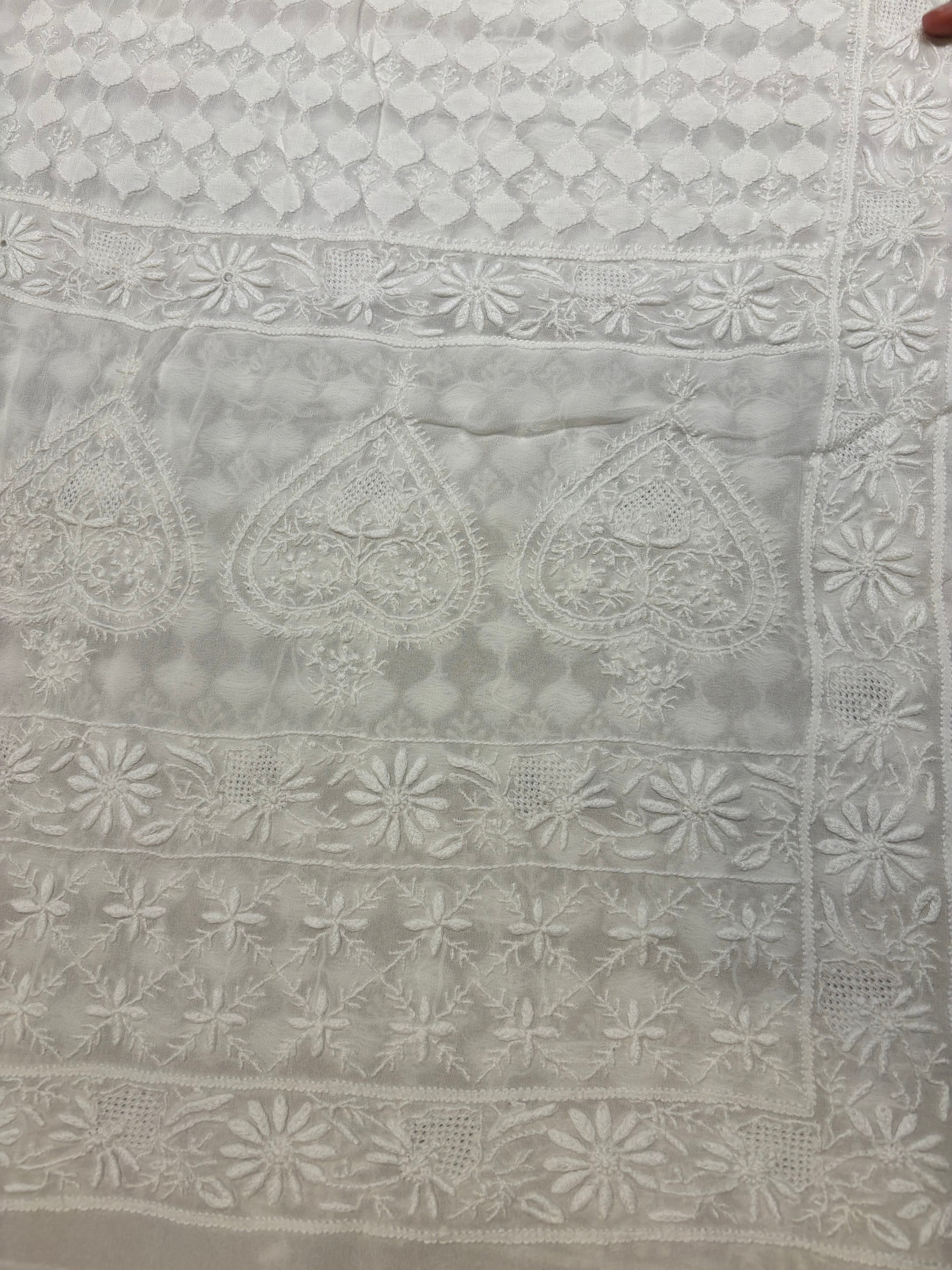 Dyeable Pure Georgette Chikankari Sherwani