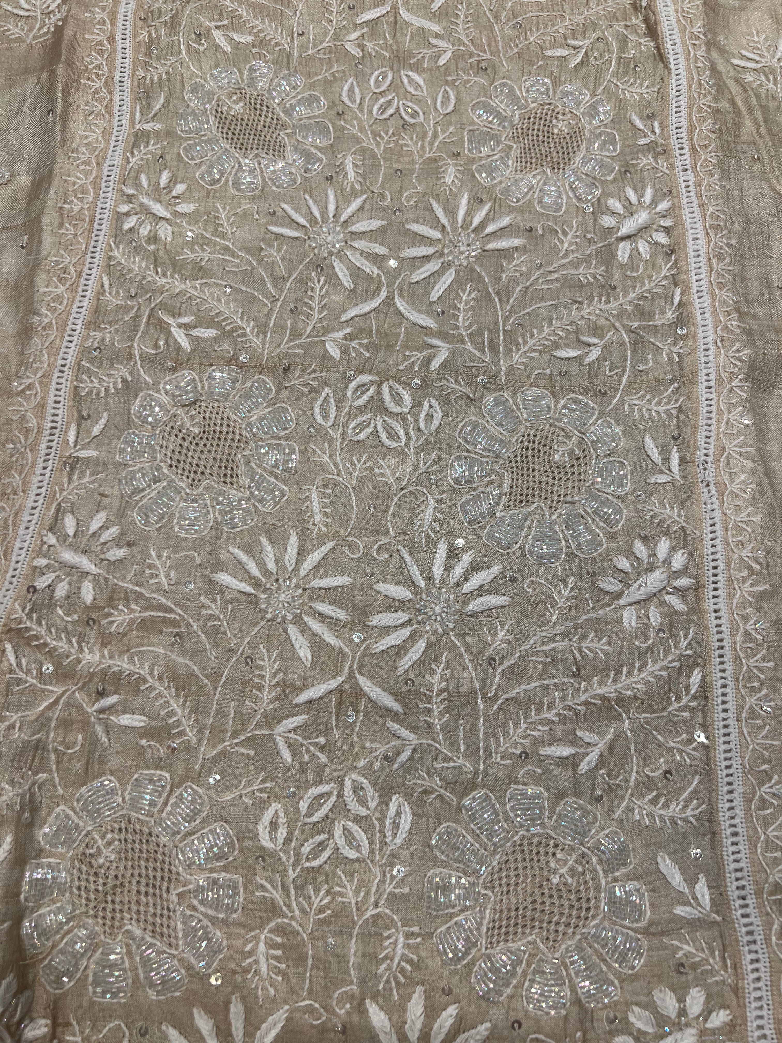 Dyeable Natural Silk Chikankari Kurta and Dupatta