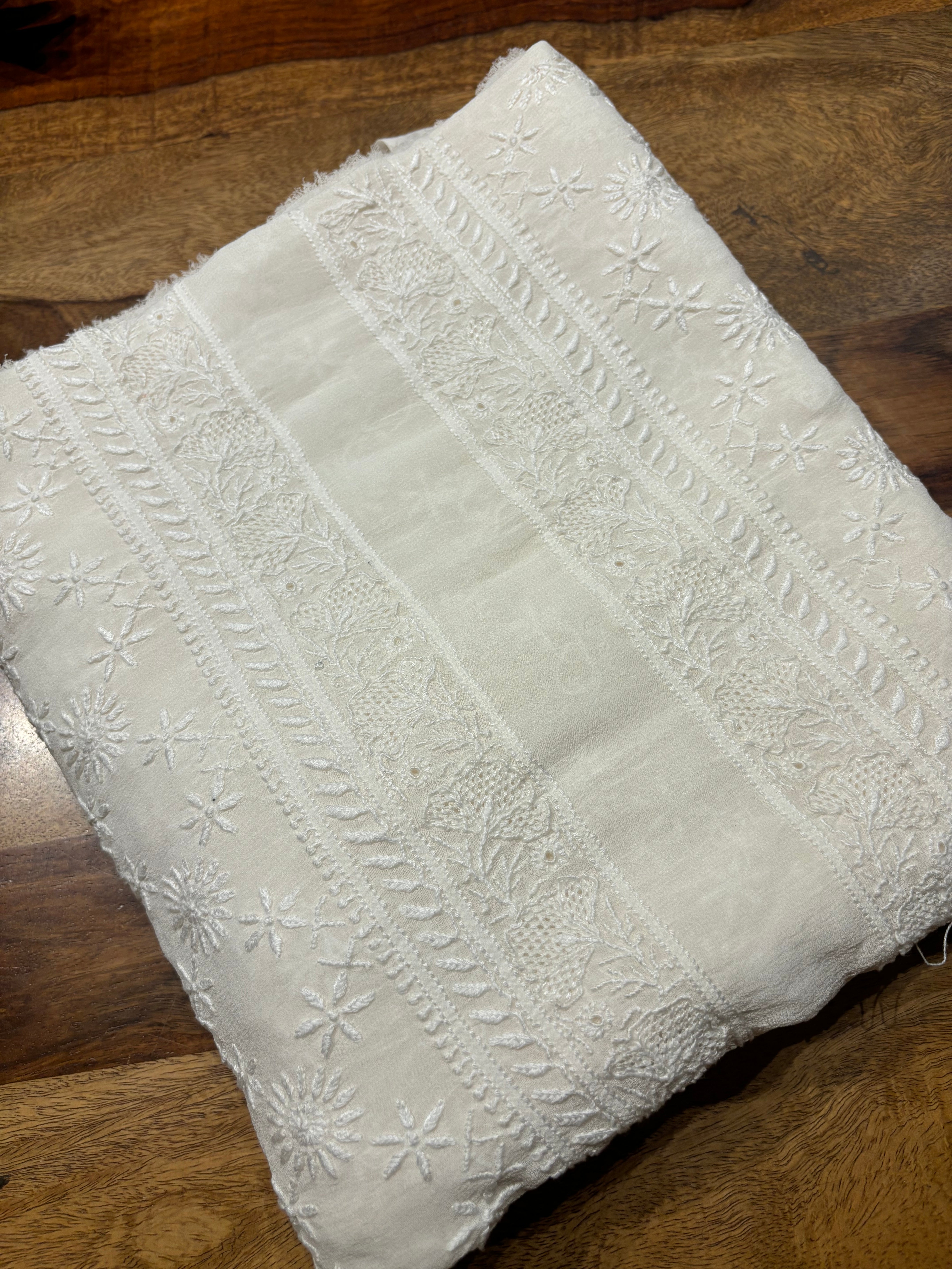 Dyeable Pure Georgette Chikankari Sherwani