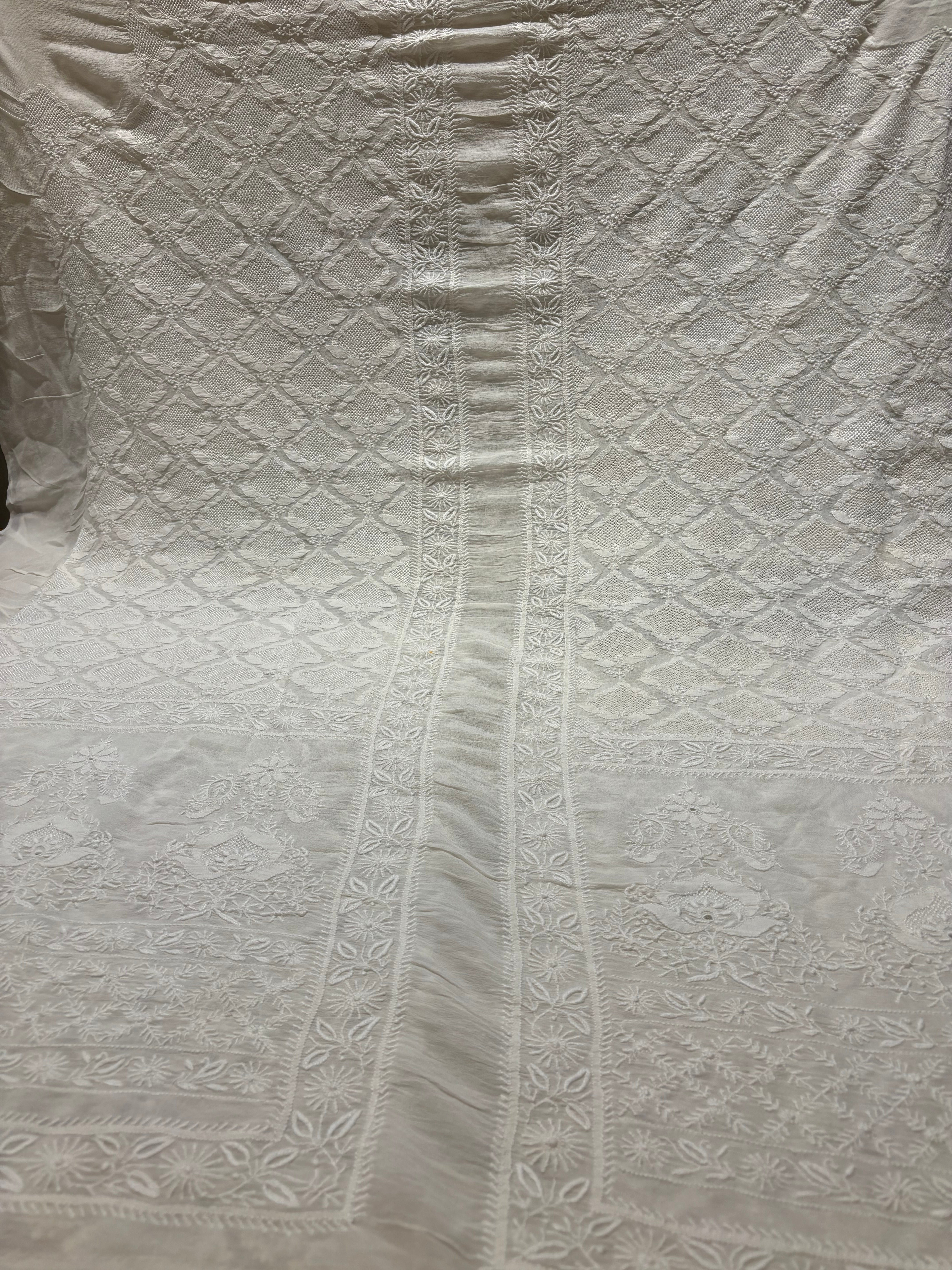 Dyeable Pure Georgette Chikankari Sherwani