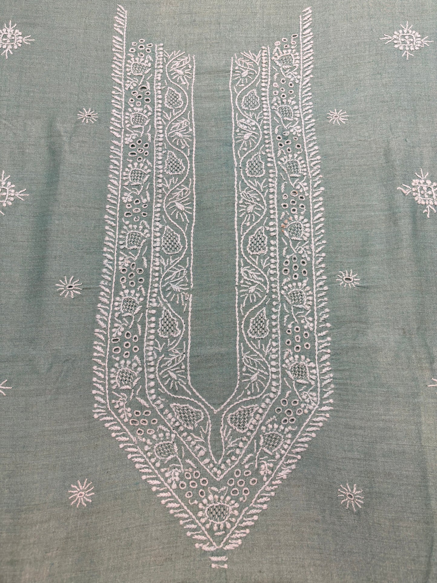 Teal Tussar Silk Chikankari Men's Kurta