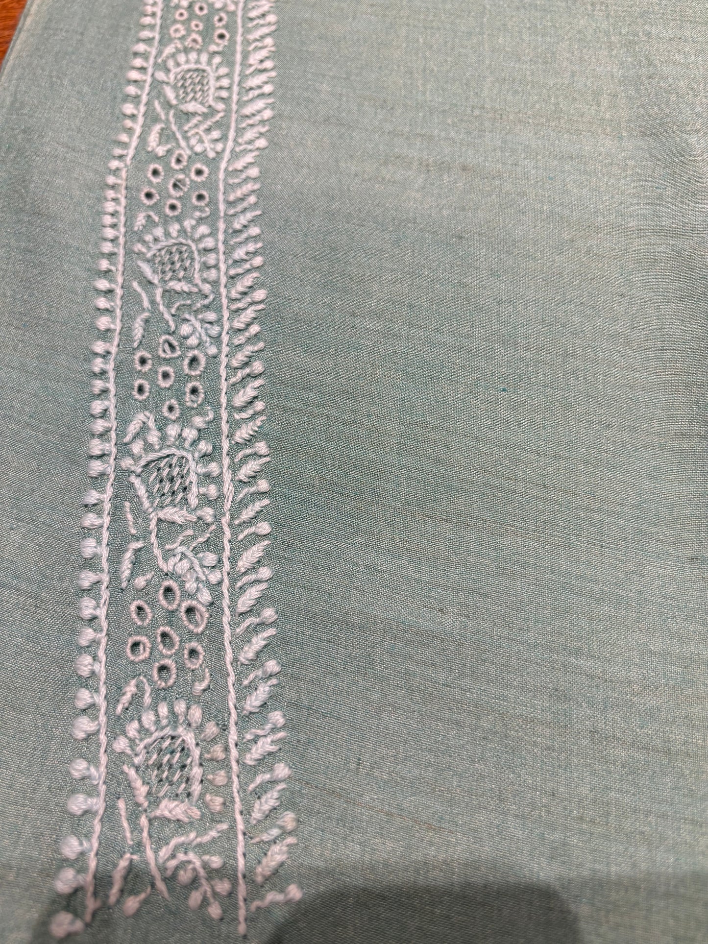 Teal Tussar Silk Chikankari Men's Kurta