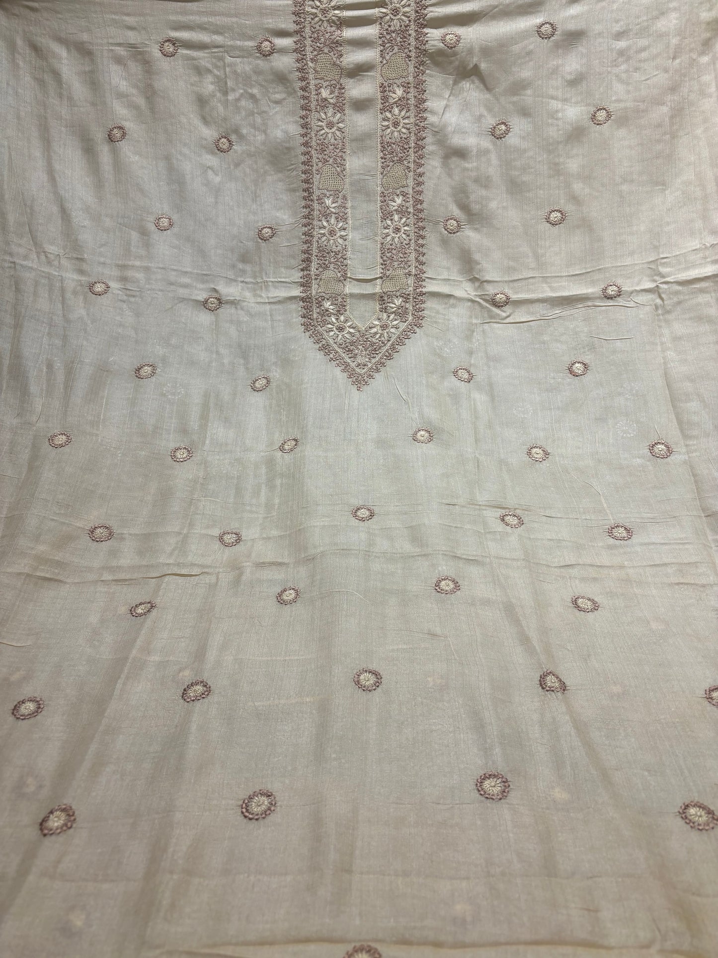 Dyeable Tussar Silk Chikankari Men's Kurta