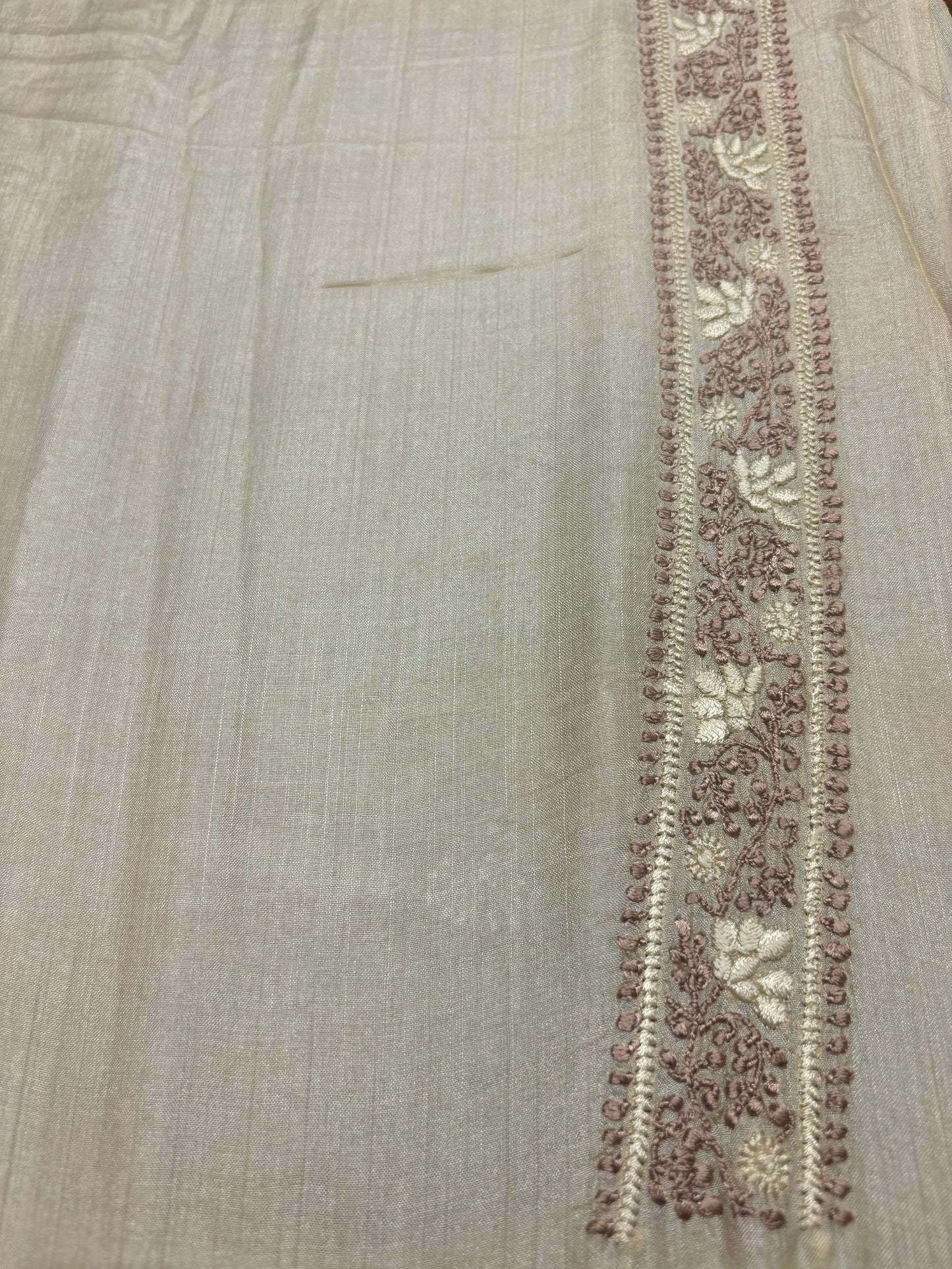 Dyeable Tussar Silk Chikankari Men's Kurta