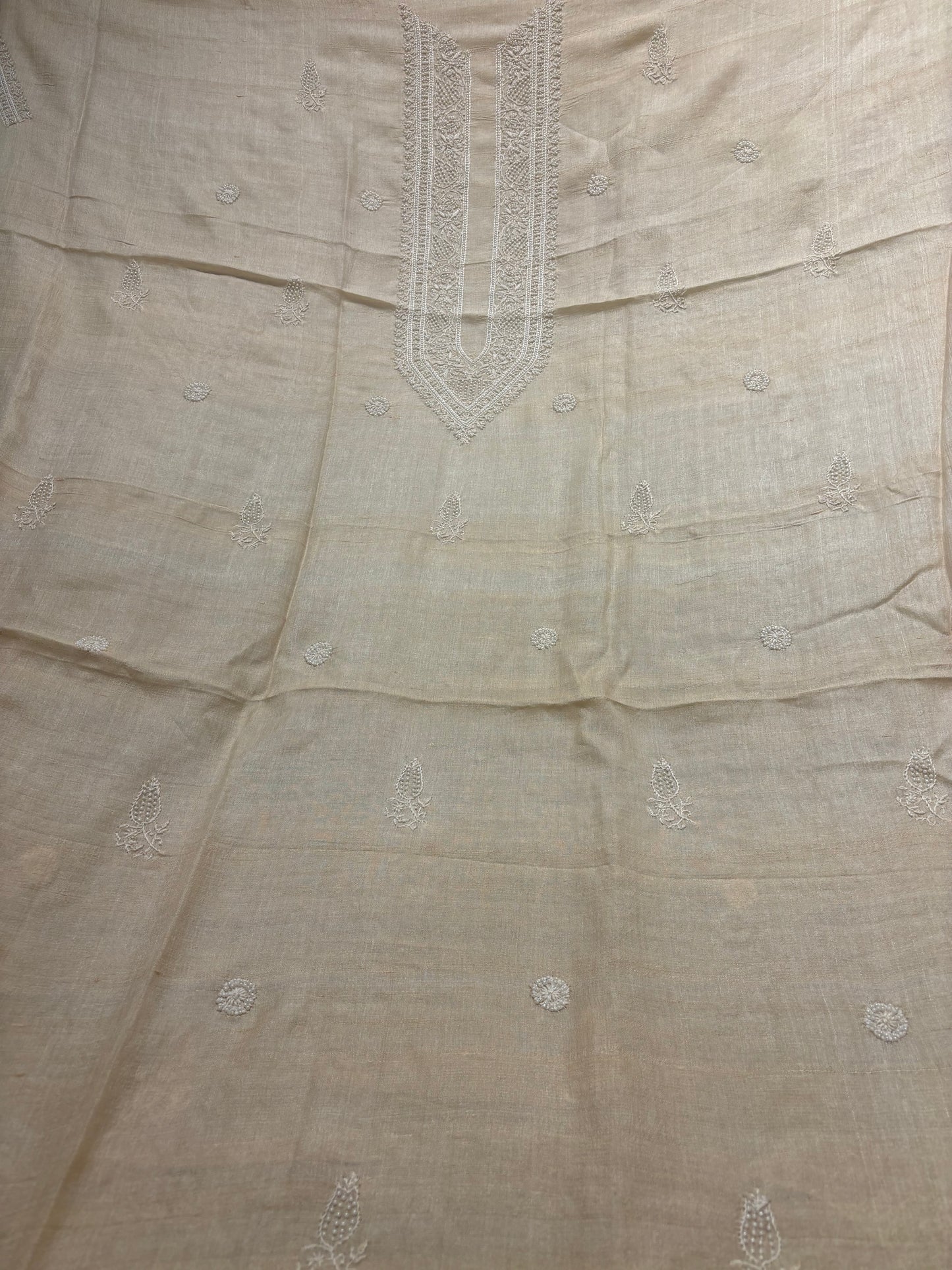 Dyeable Tussar Silk Chikankari Men's Kurta