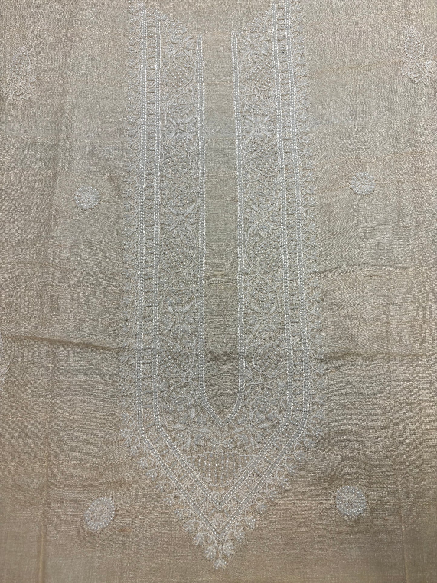 Dyeable Tussar Silk Chikankari Men's Kurta