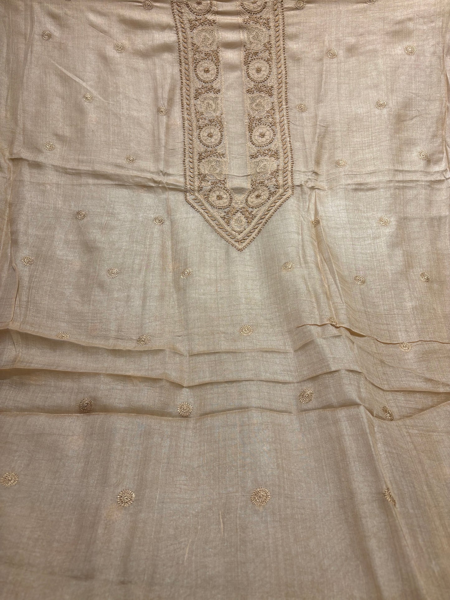 Dyeable Tussar Silk Chikankari Men's Kurta