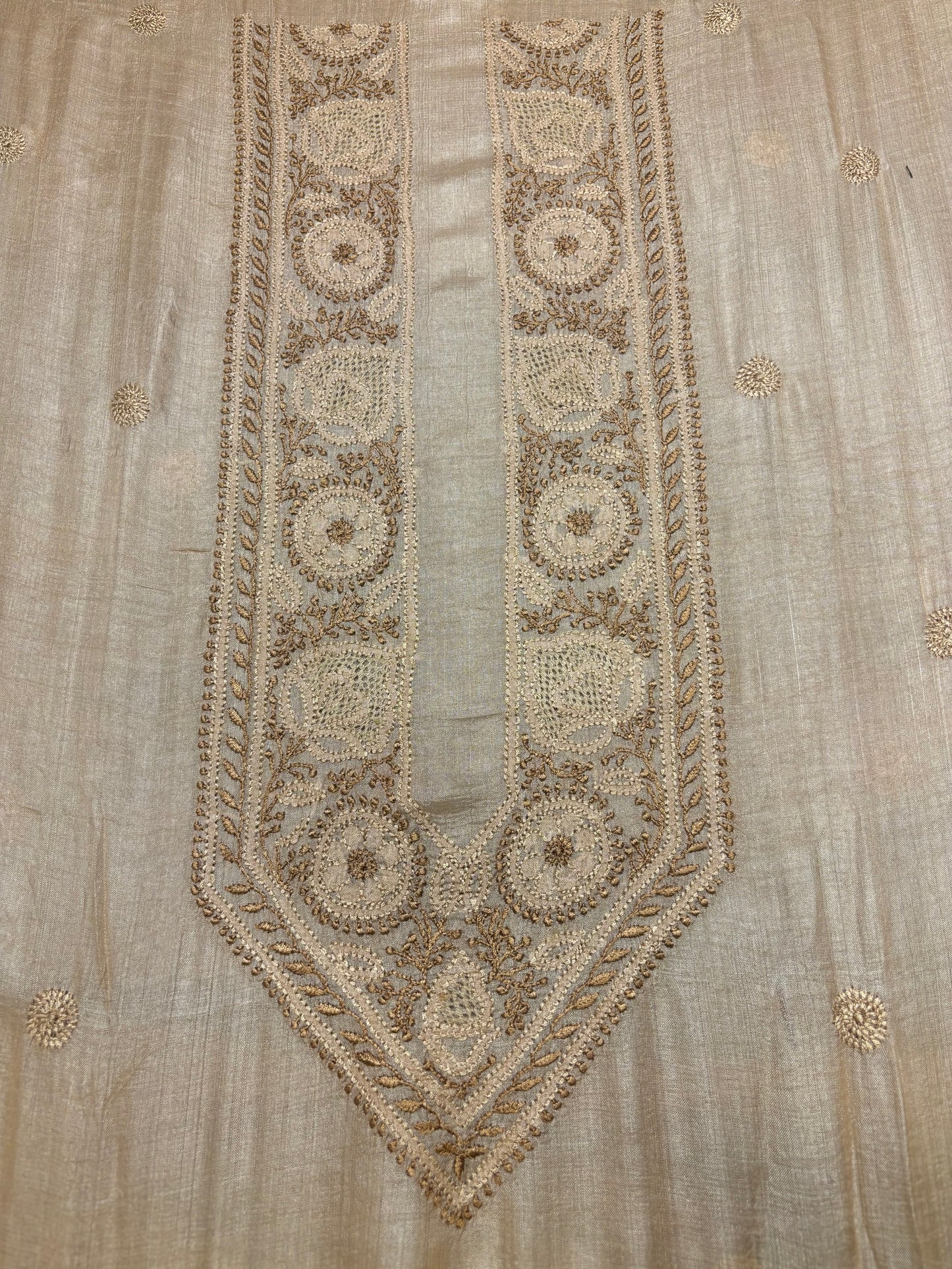 Dyeable Tussar Silk Chikankari Men's Kurta