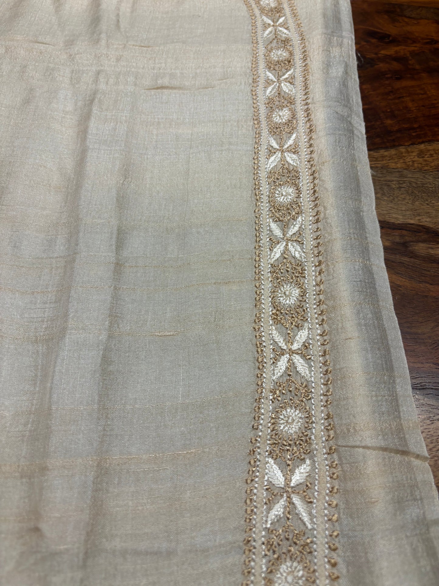 Dyeable Tussar Silk Chikankari Men's Kurta