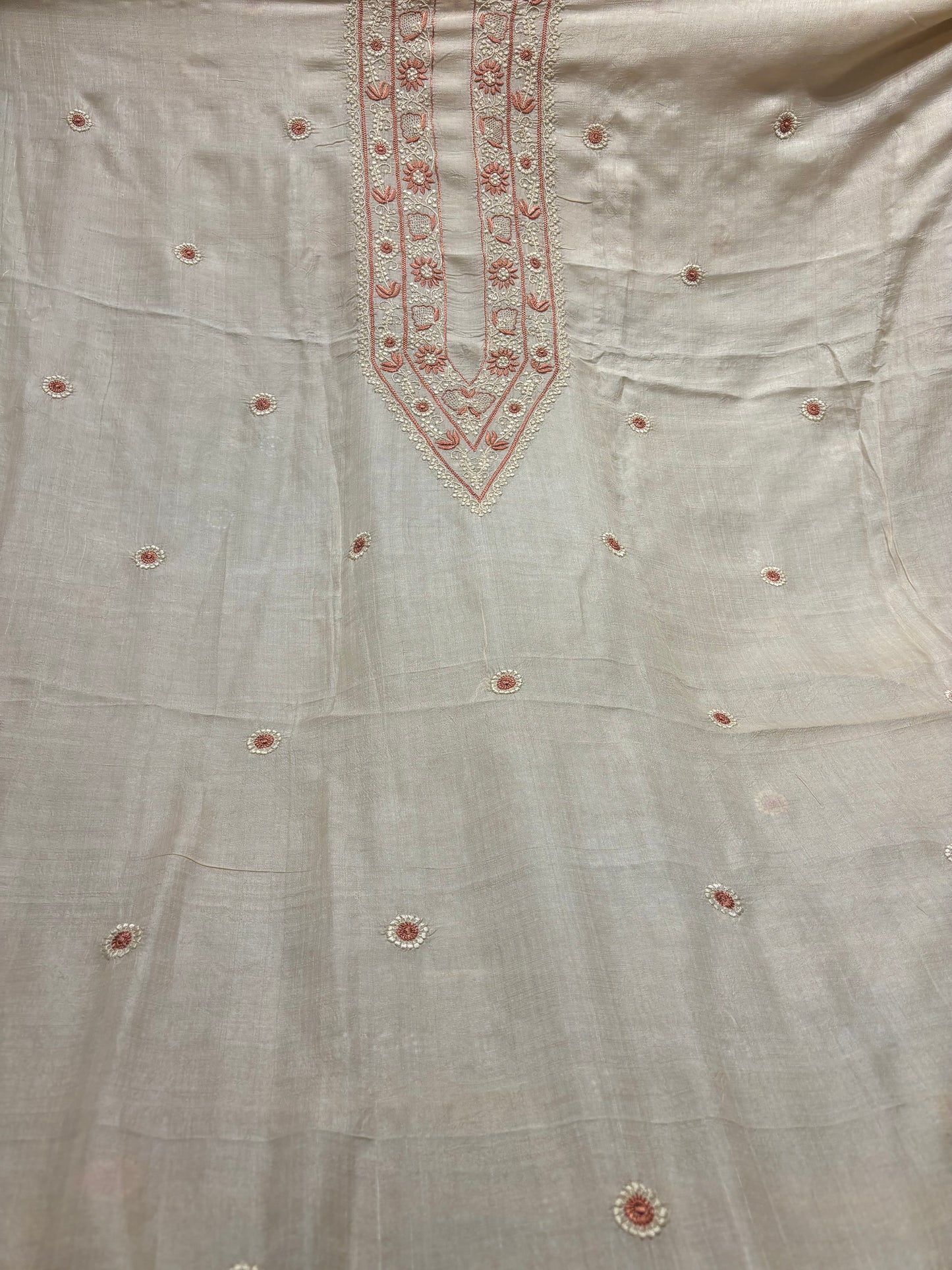 Dyeable Tussar Silk Chikankari Men's Kurta