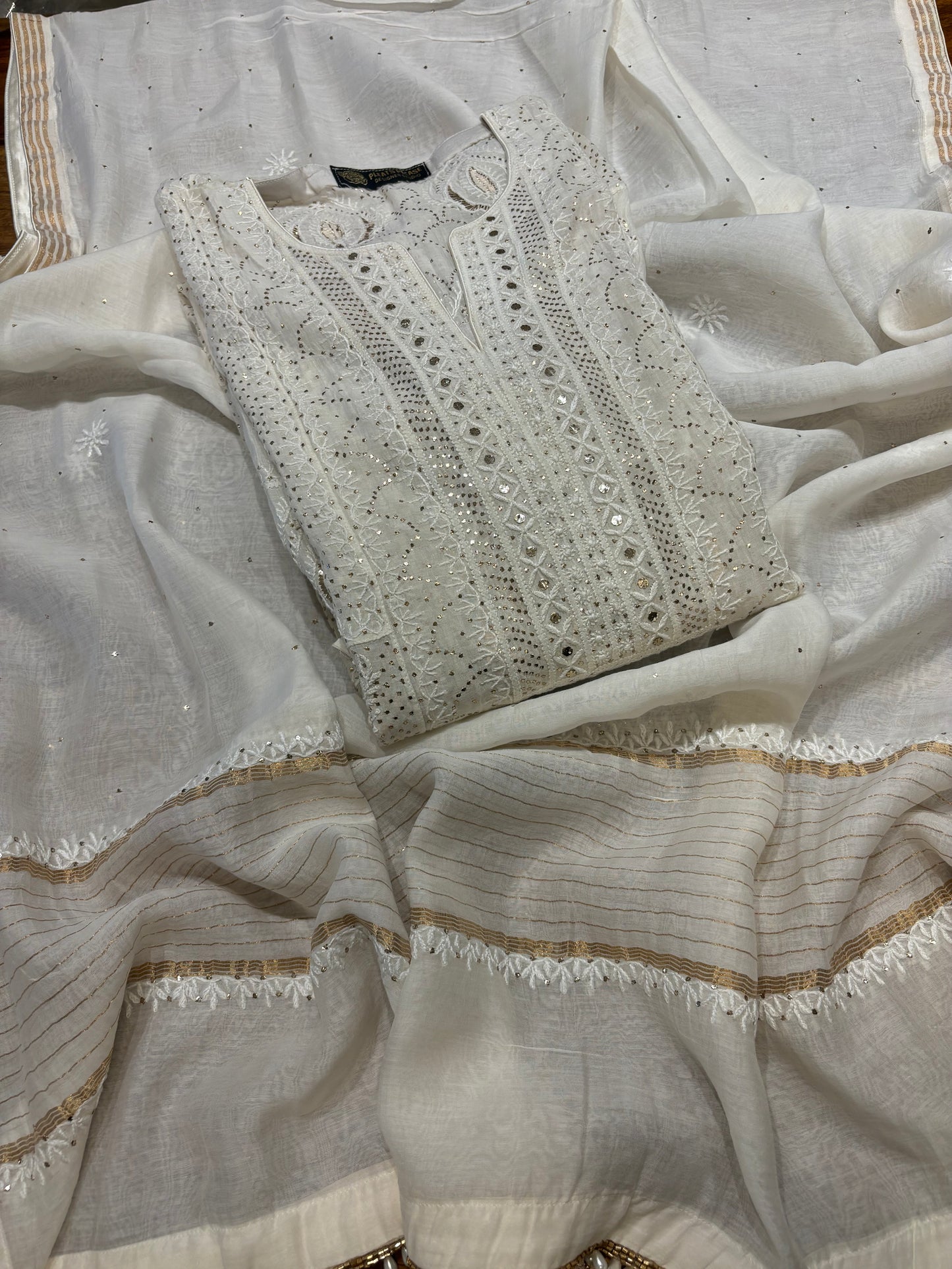 Dyeable Chanderi Mul Chikankari Anarkali and Dupatta