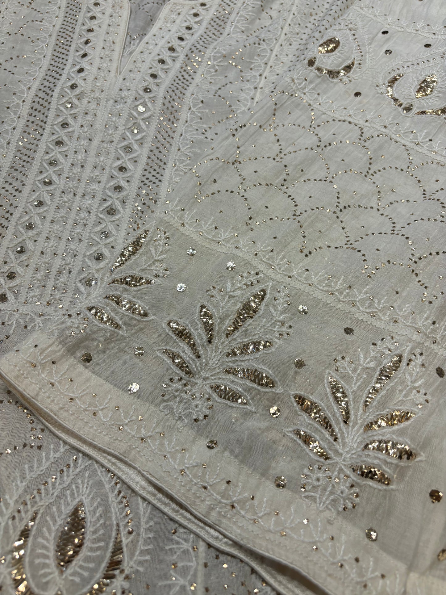 Dyeable Chanderi Mul Chikankari Anarkali and Dupatta