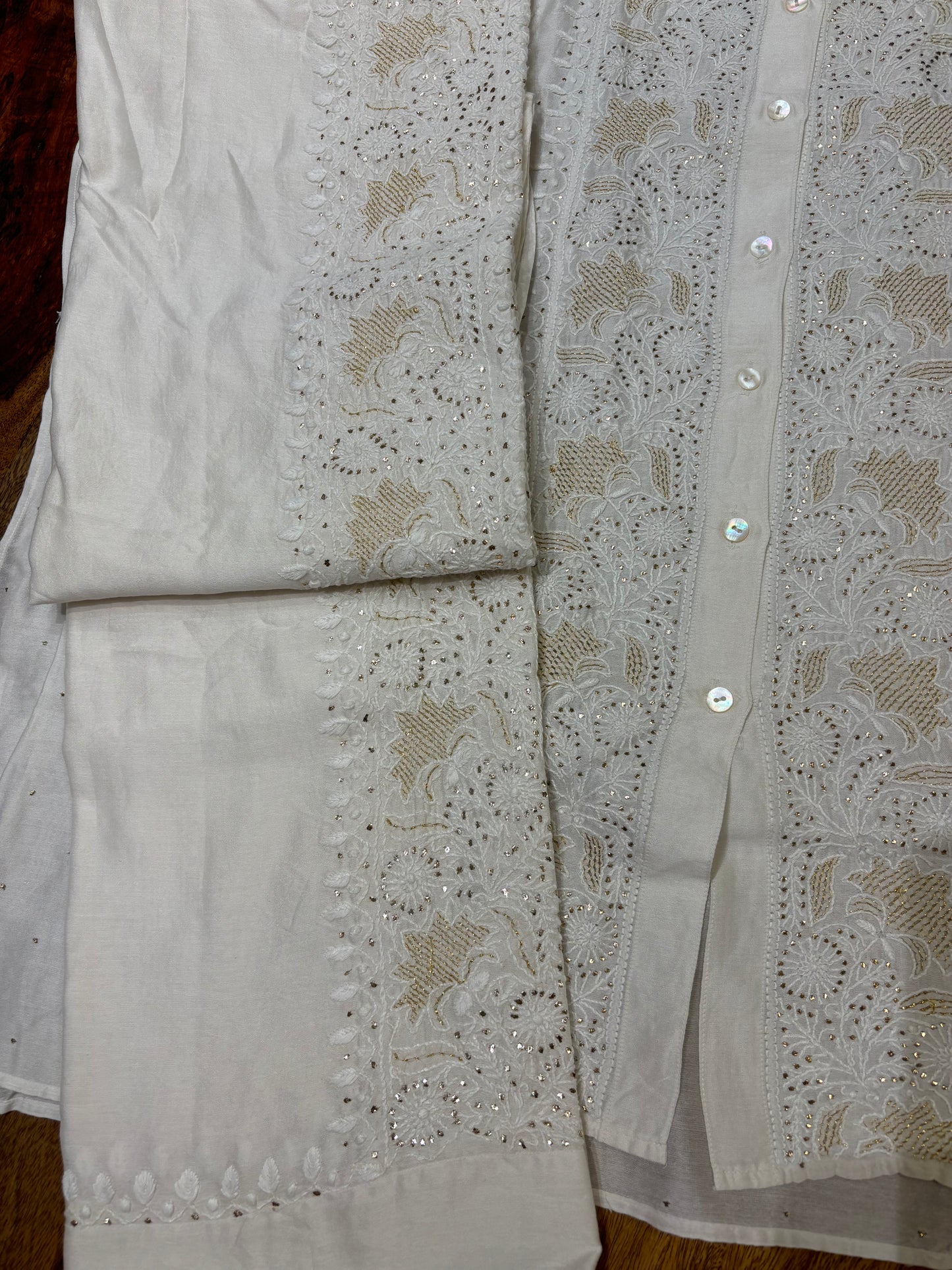 Dyeable Chanderi Silk Chikankari Co-Ord Set