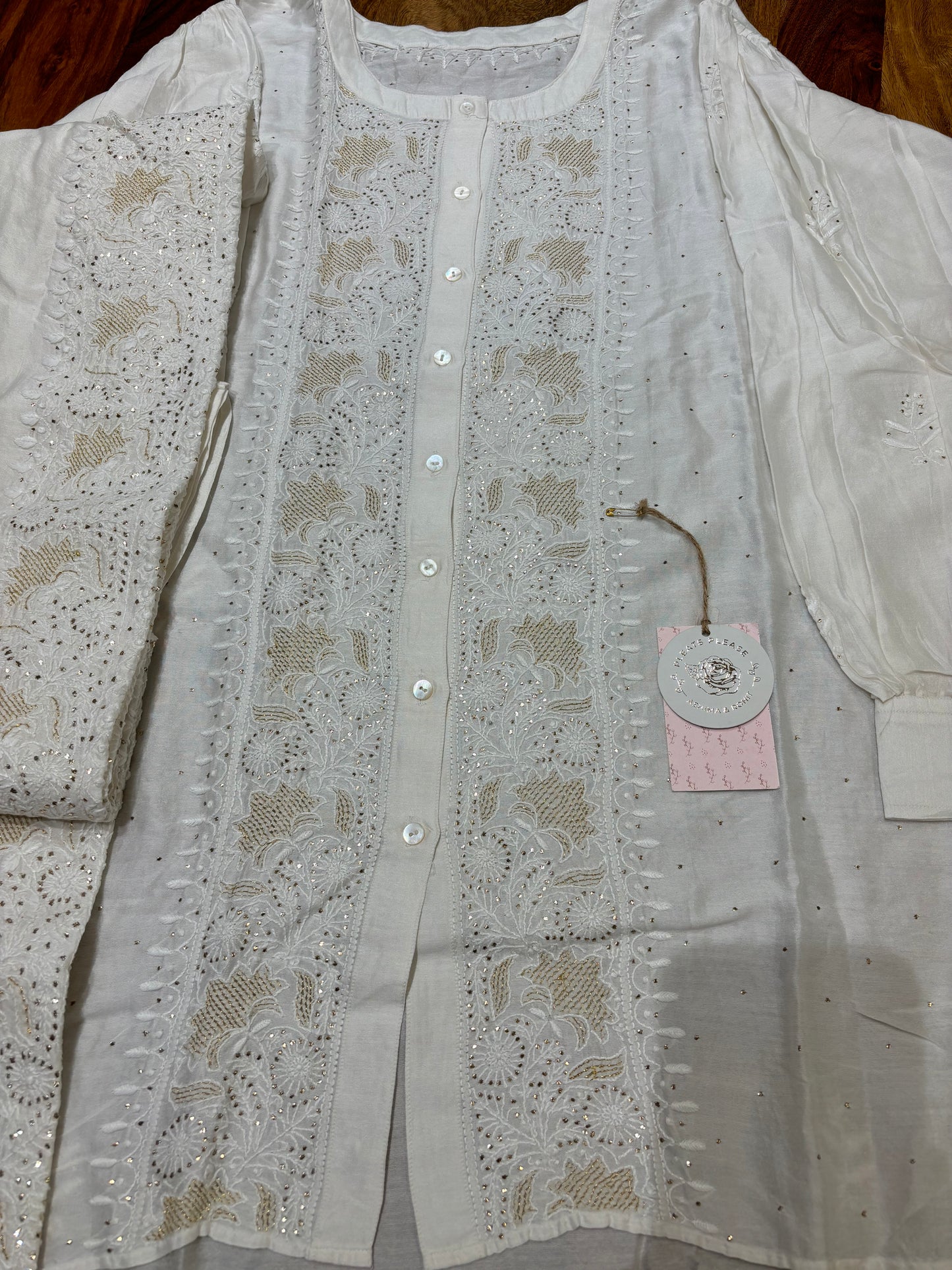 Dyeable Chanderi Silk Chikankari Co-Ord Set