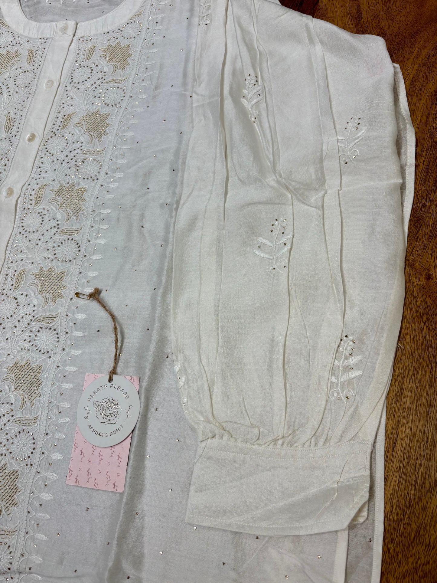 Dyeable Chanderi Silk Chikankari Co-Ord Set