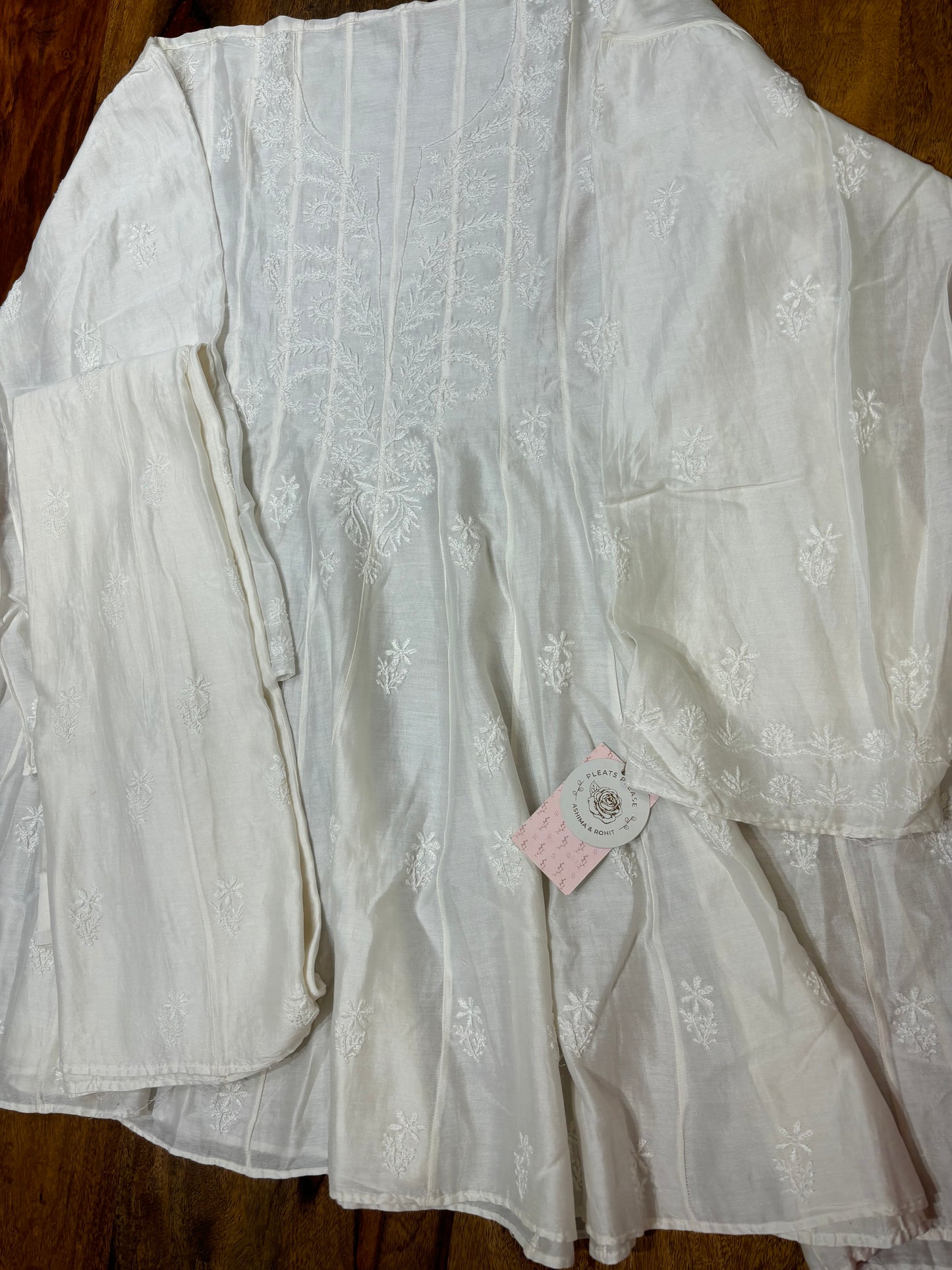 Dyeable Chanderi Silk Chikankari Co-Ord Set