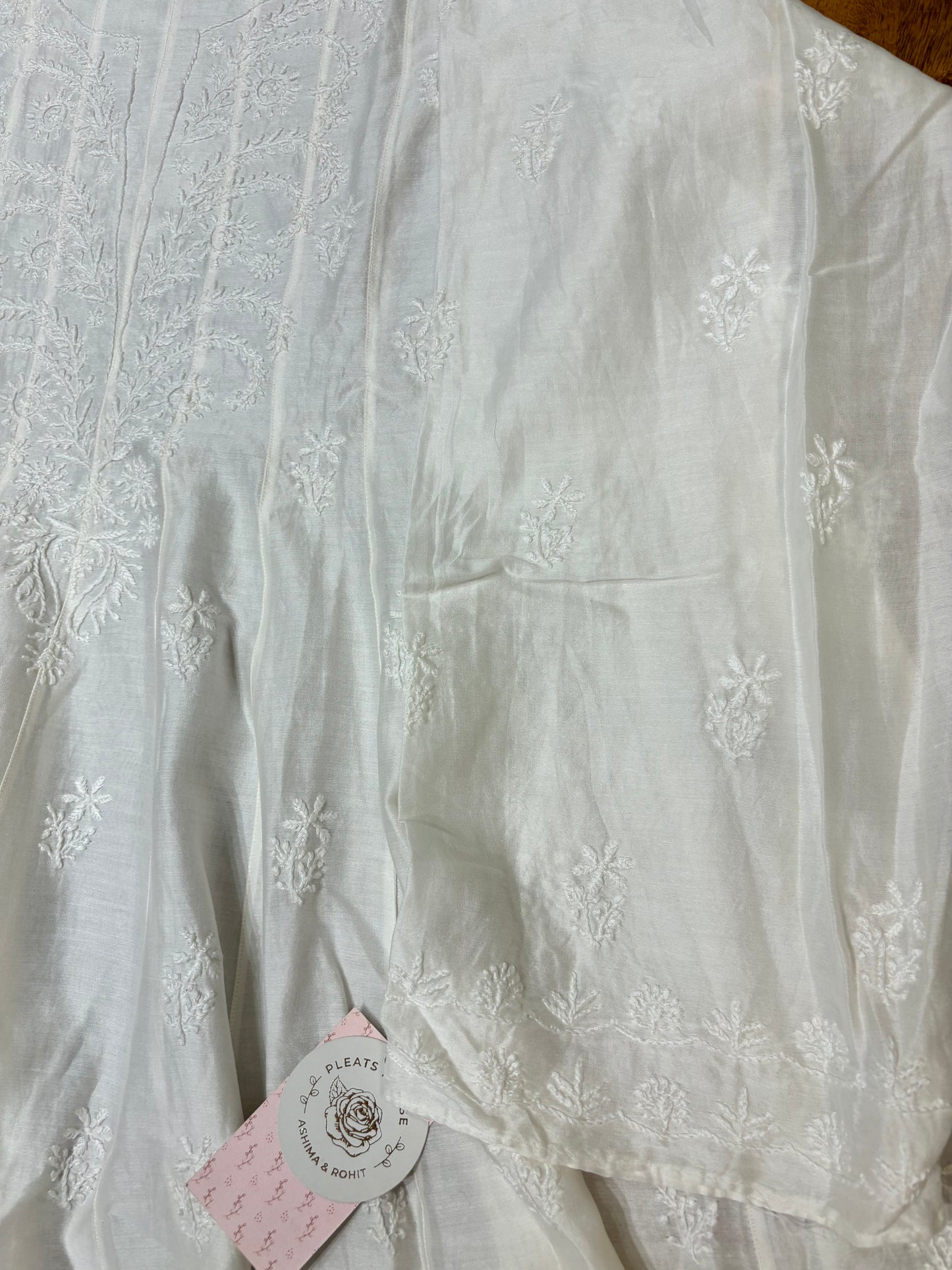 Dyeable Chanderi Silk Chikankari Co-Ord Set