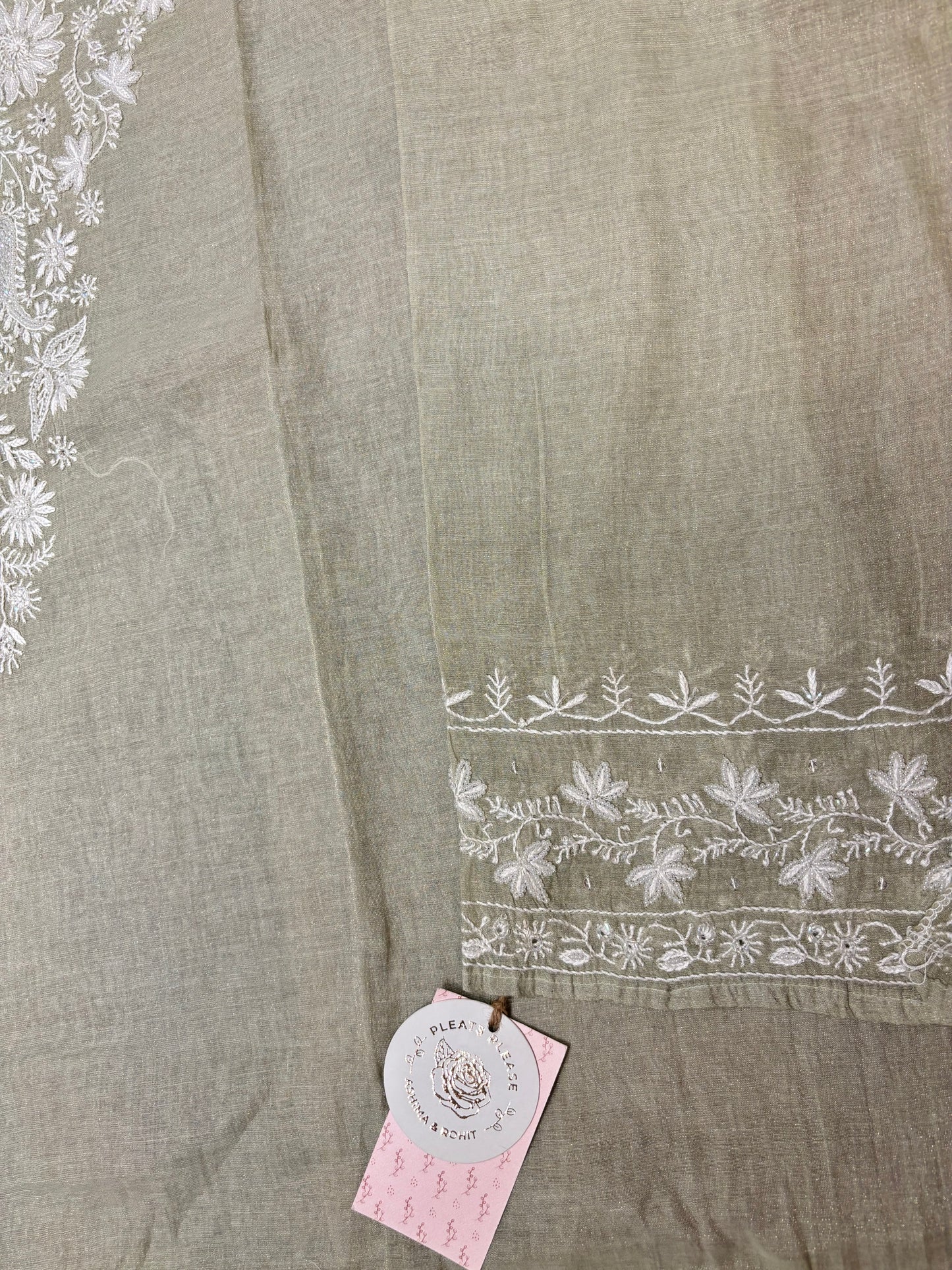 Sage Green Pure Tissue Chikankari Co-Ord Set