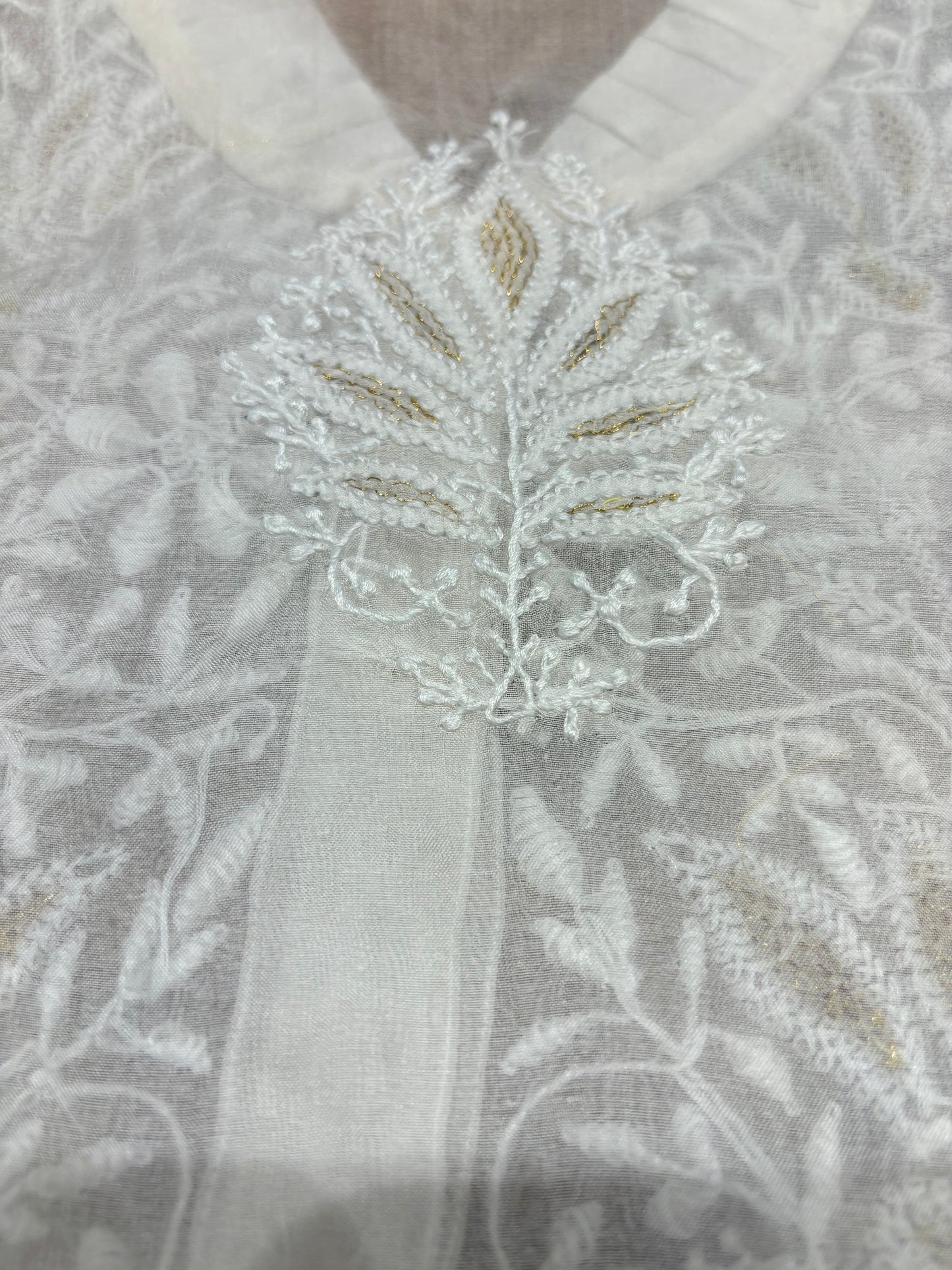 Dyeable Organza Silk Chikankari Shirt