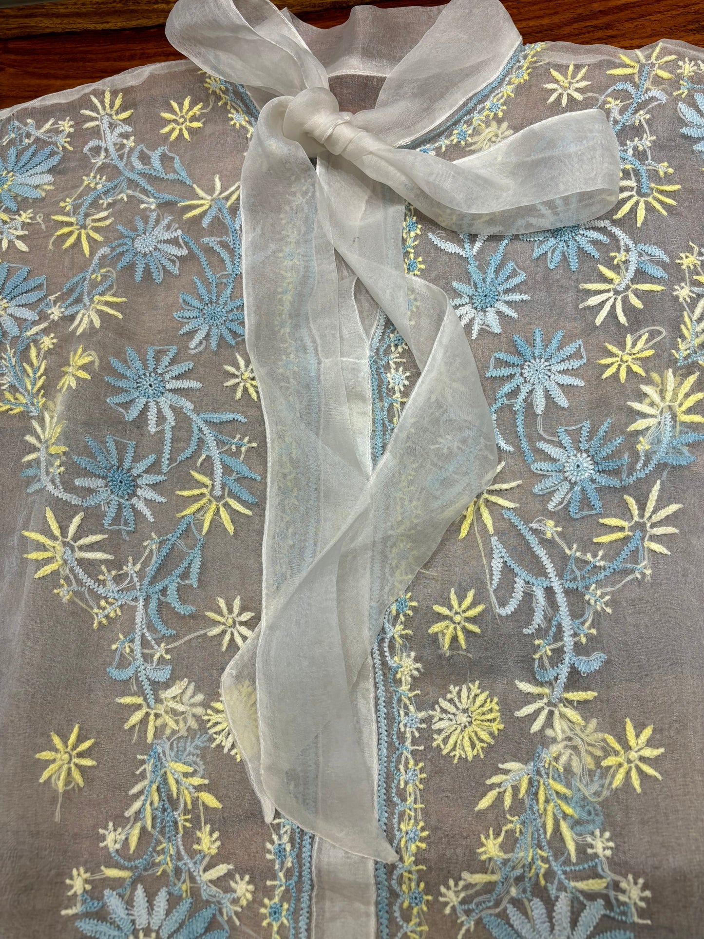 Dyeable Organza Silk Chikankari Shirt