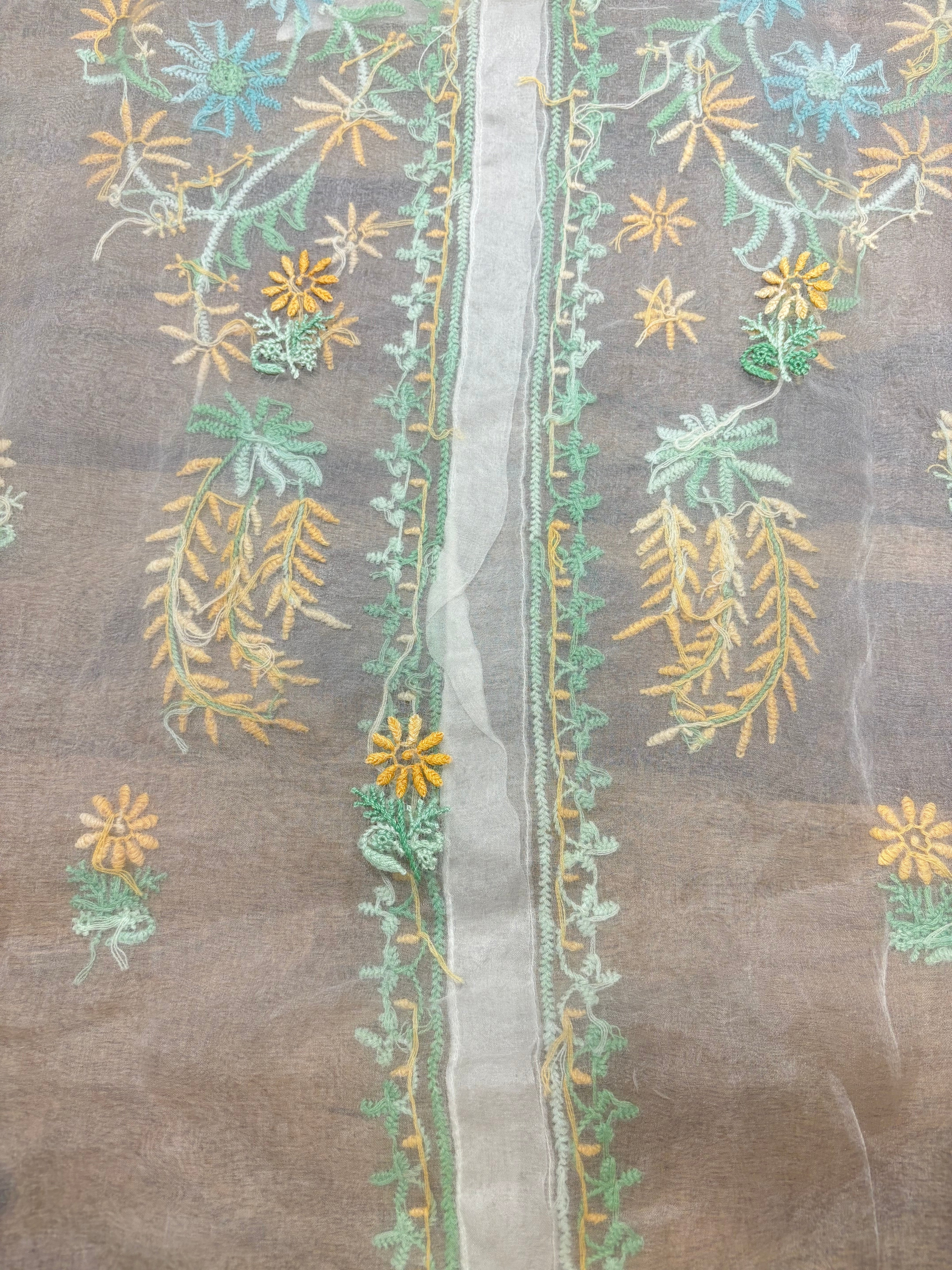Dyeable Organza Silk Chikankari Shirt
