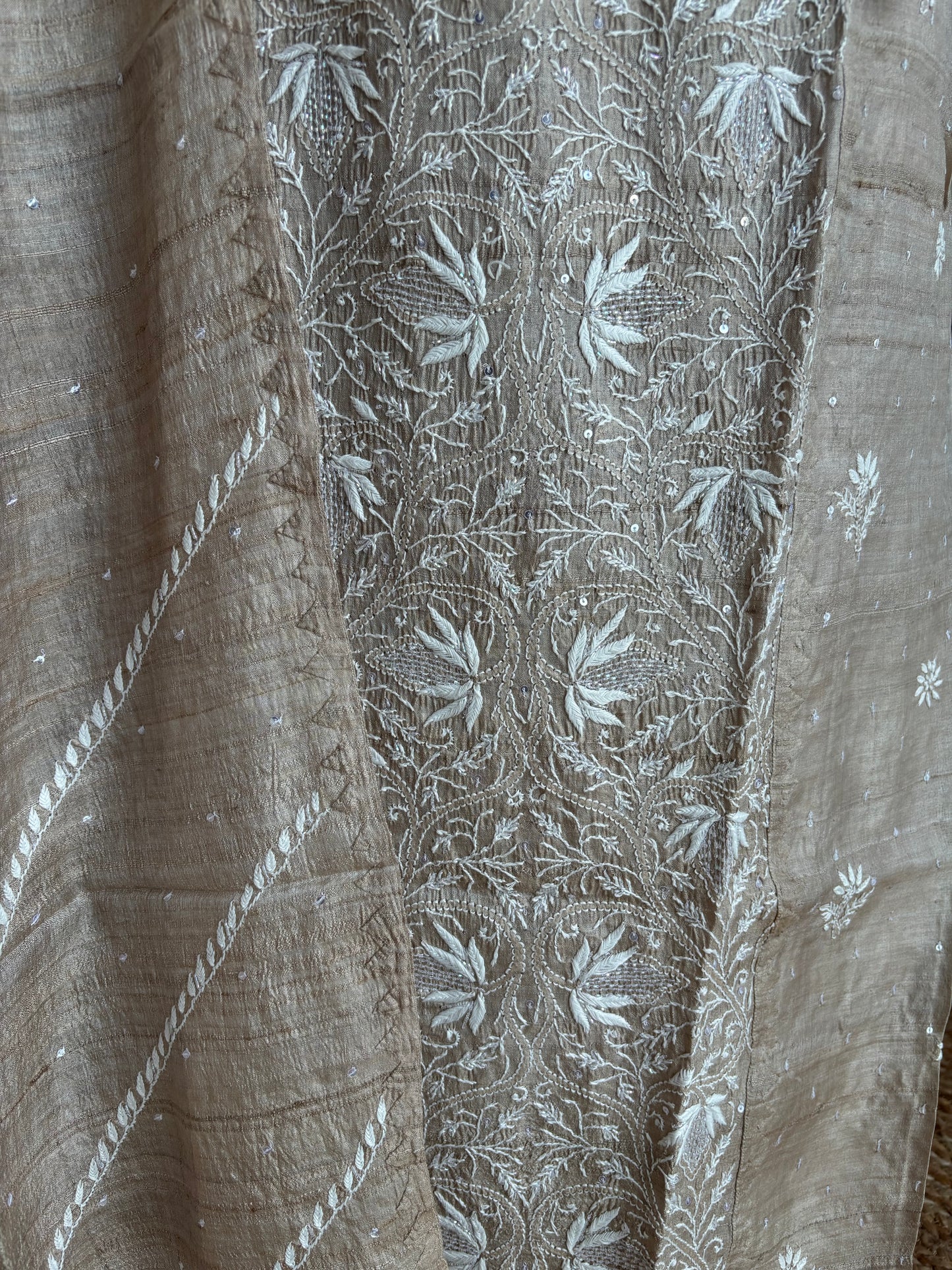 Hazelnut Silk Chikankari Kurta and Dupatta