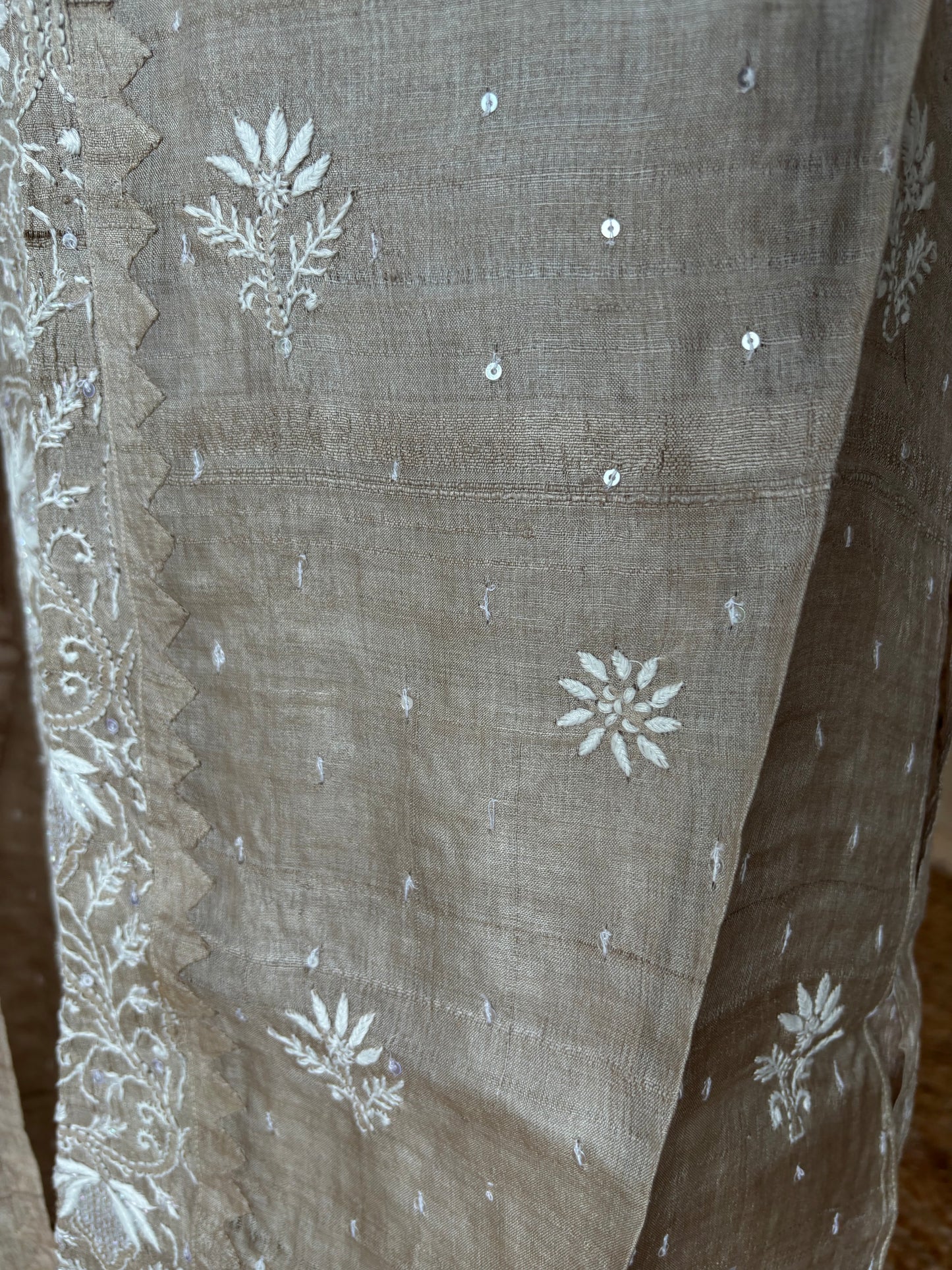 Hazelnut Silk Chikankari Kurta and Dupatta