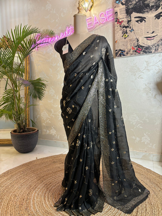 Black Organza Badla Saree