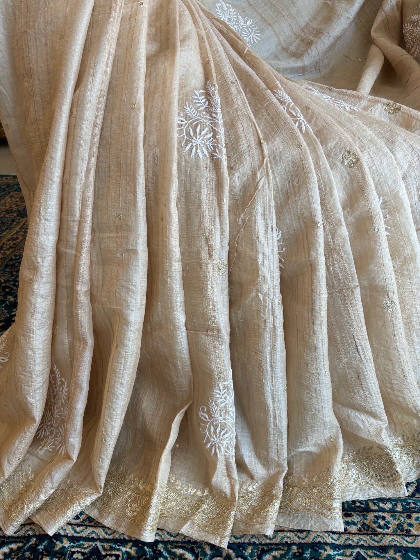 Dyeable Silk Chikankari Saree and Blouse