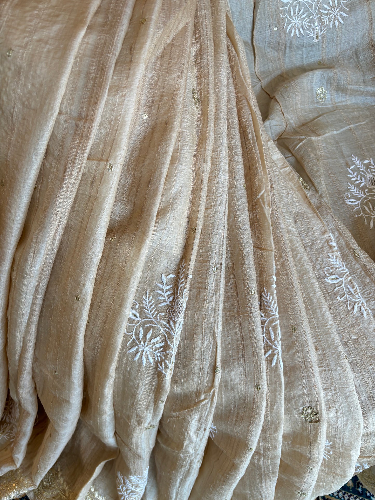 Dyeable Silk Chikankari Saree and Blouse