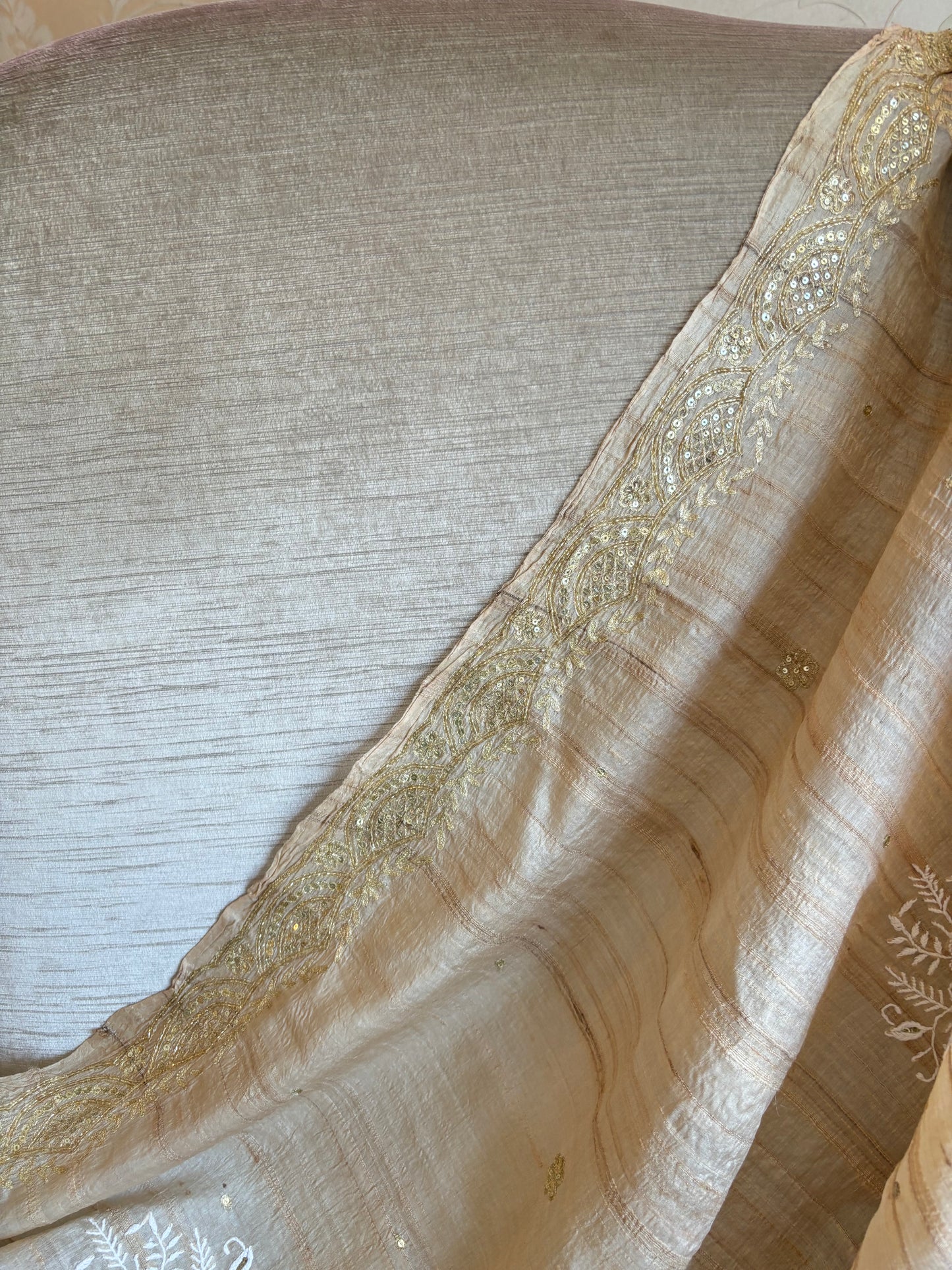 Dyeable Silk Chikankari Saree and Blouse